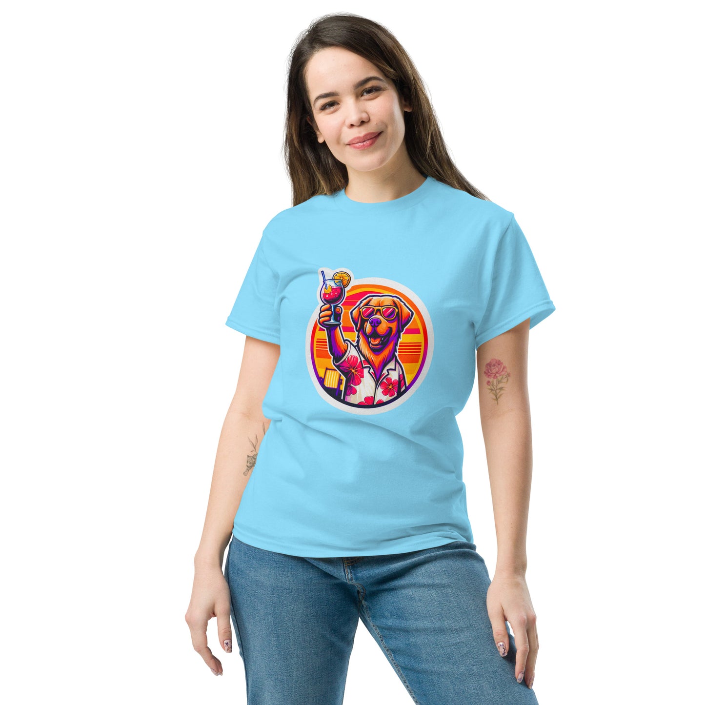 "Dogs On Vacation"-Kollektion - Golden Retriever #1 - Klassisches Unisex-T-Shirt - 13 verschiedene Farben