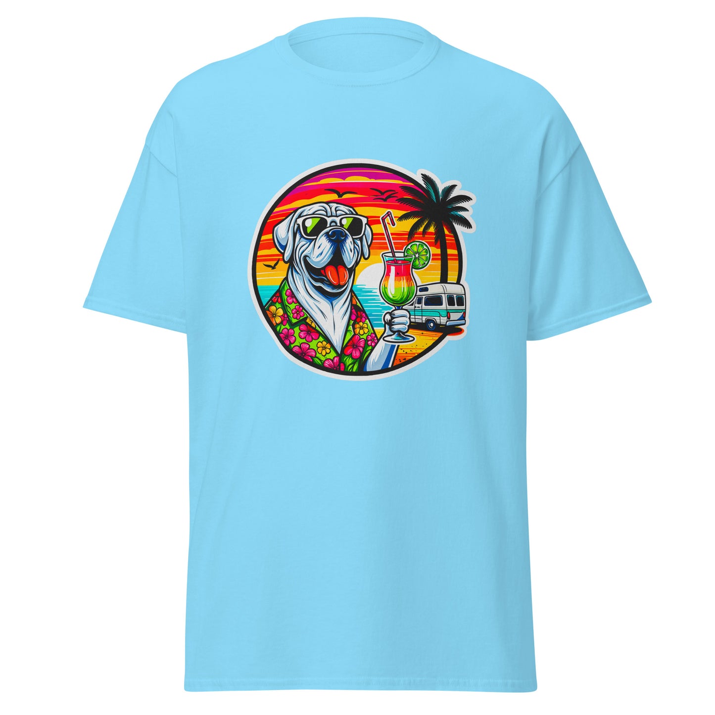 "Dogs On Vacation"-Kollektion - White Mastiff - Klassisches Unisex-T-Shirt - 13 verschiedene Farben