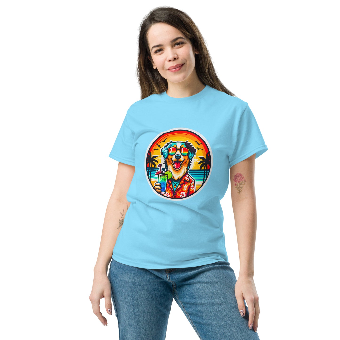 "Dogs On Vacation"-Kollektion - Australian Shepherd #3 - Klassisches Unisex-T-Shirt - 13 verschiedene Farben