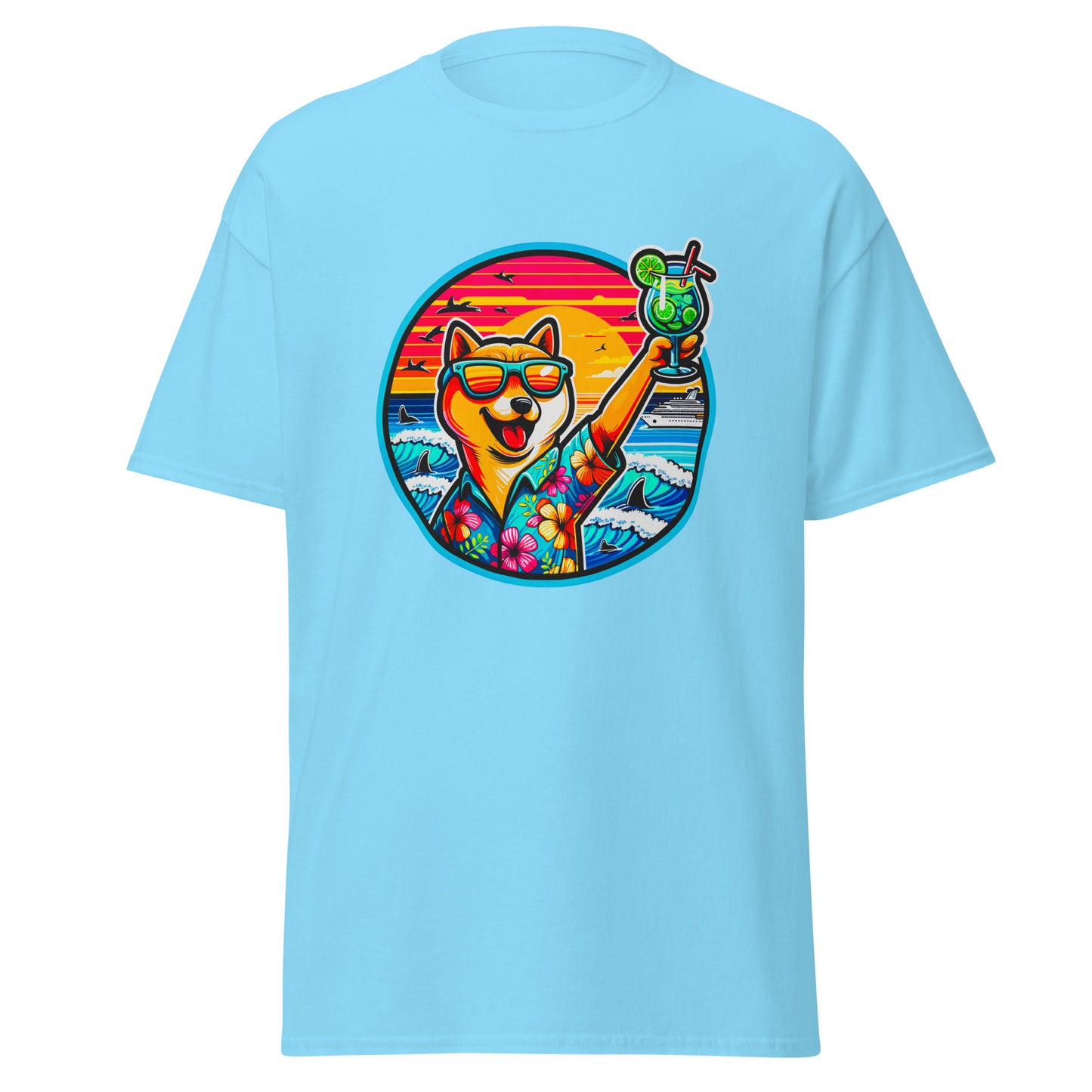 "Dogs On Vacation"-Kollektion - Shiba Inu - Klassisches Unisex-T-Shirt - 13 verschiedene Farben