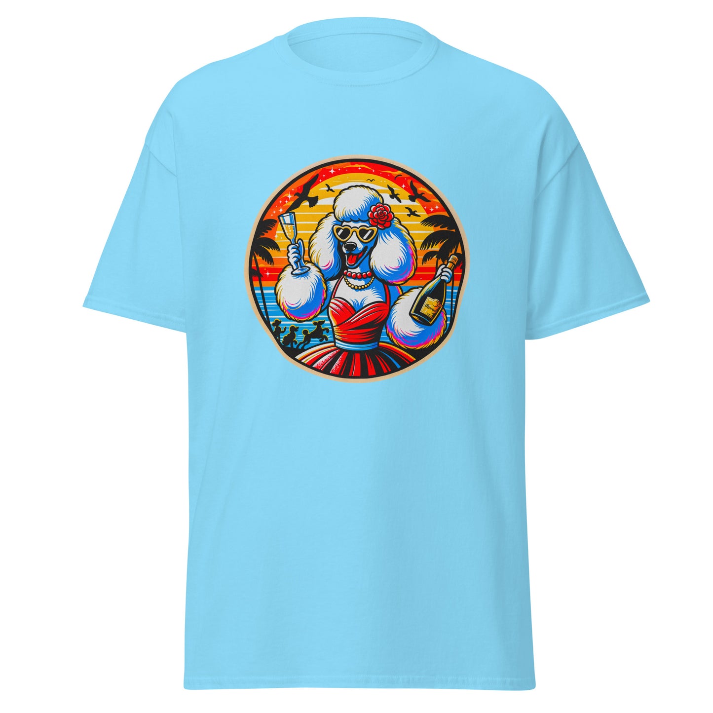 "Dogs On Vacation"-Kollektion - Weißer Großpudel (female) - Klassisches Unisex-T-Shirt - 13 verschiedene Farben