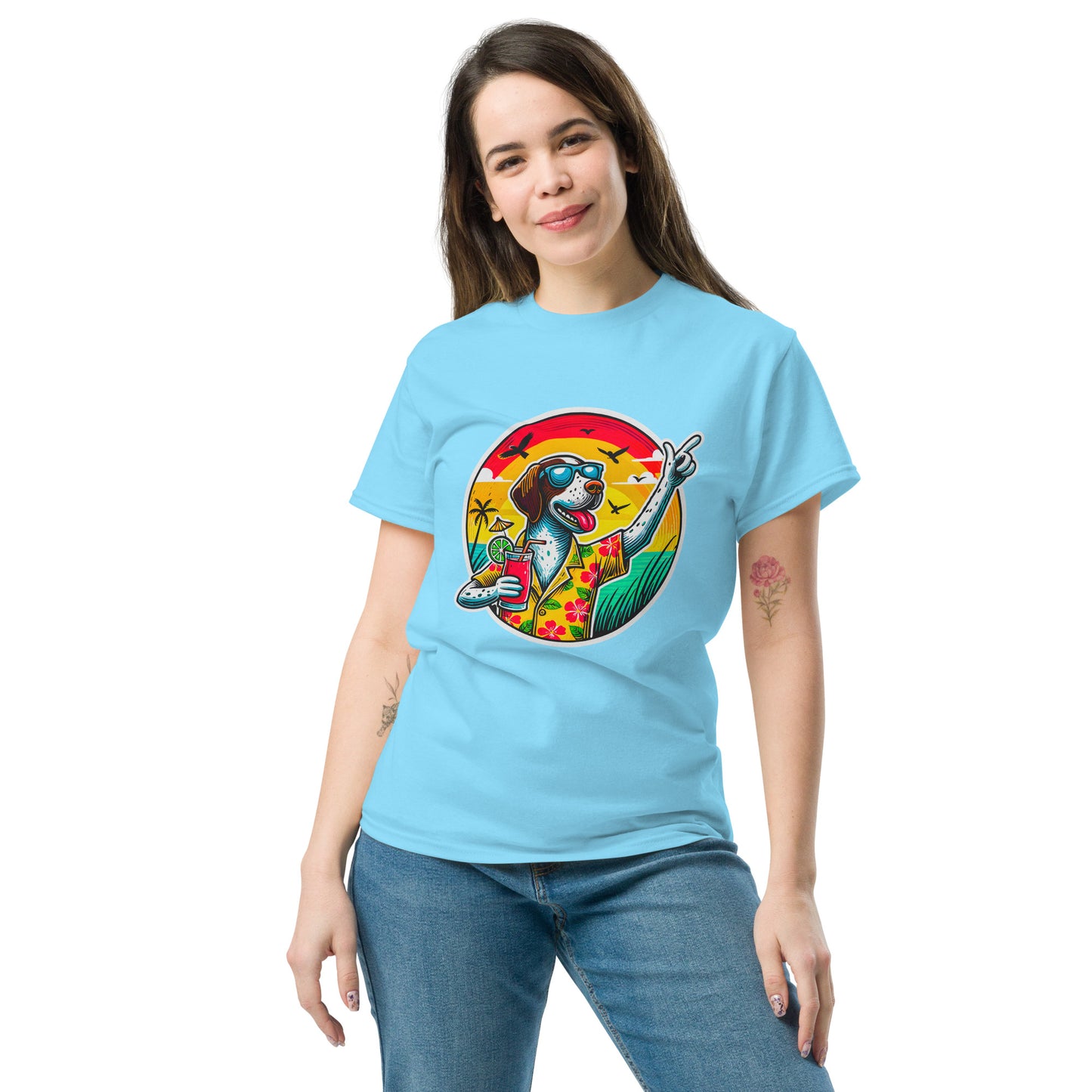"Dogs On Vacation"-Kollektion - Pointer - Klassisches Unisex-T-Shirt - 13 verschiedene Farben