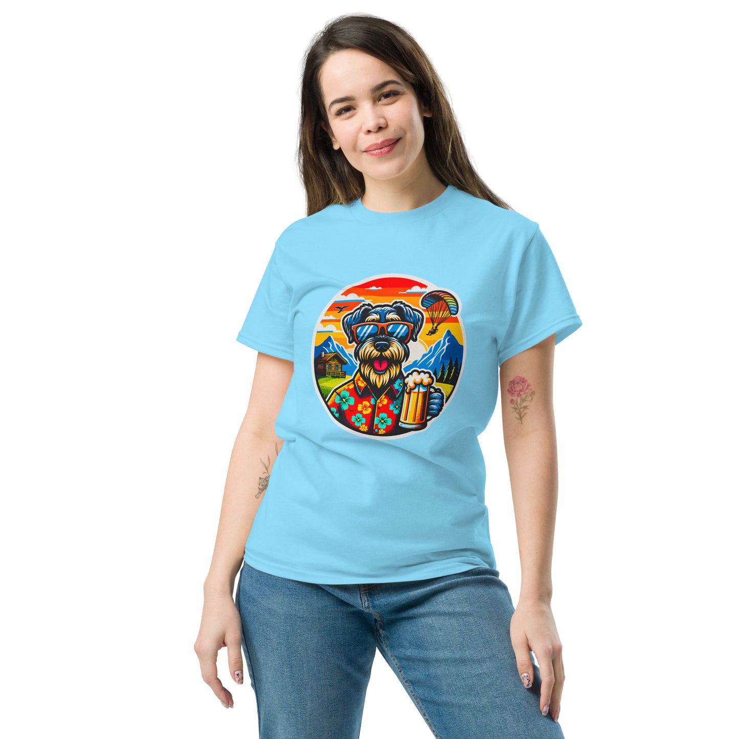 Klassisches Unisex T-Shirt"Dogs On Vacation"-Kollektion - Riesenschnauzer in Bavaria - Klassisches Unisex-T-Shirt - 13 verschiedene Farben