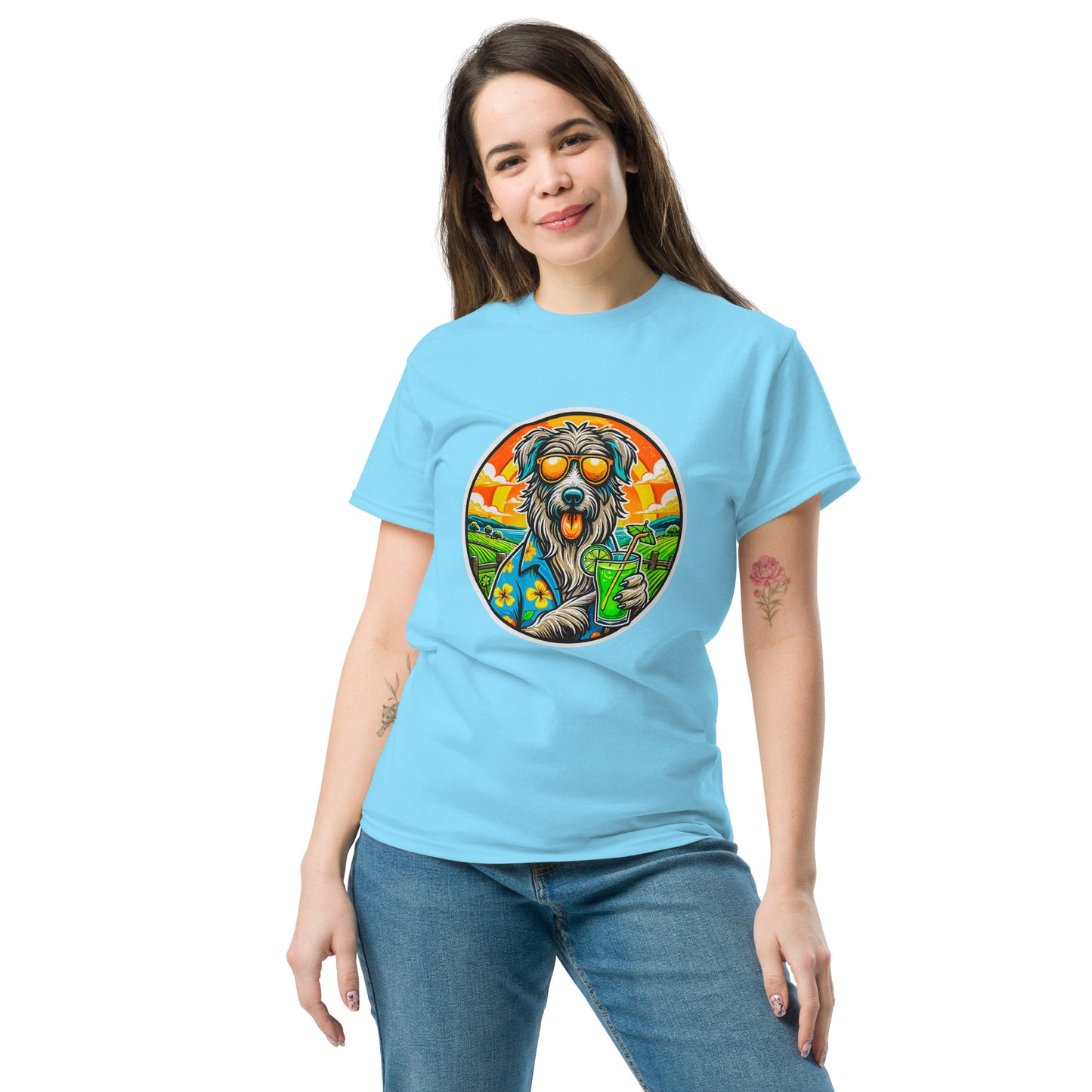"Dogs On Vacation"-Kollektion - Irish Wolfhound - Klassisches Unisex-T-Shirt - 13 verschiedene Farben