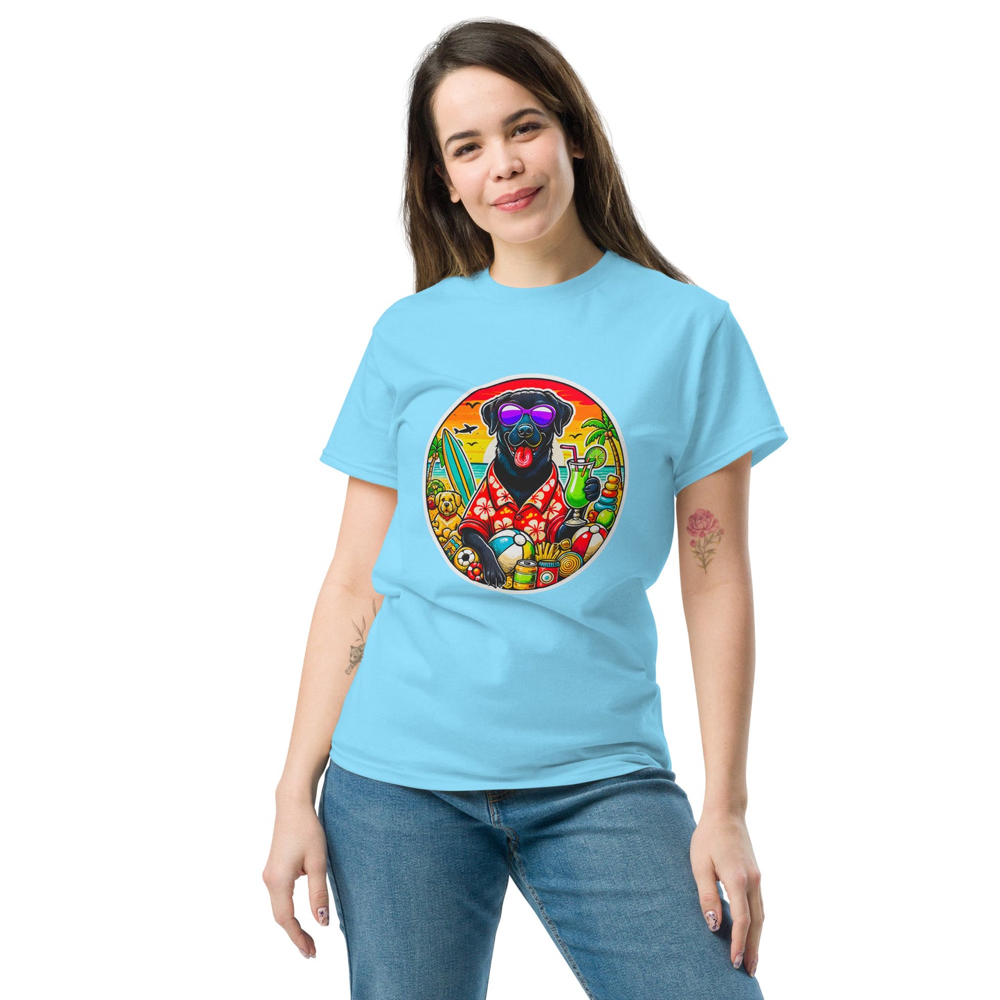 "Dogs On Vacation"-Kollektion - Black Labrador #2 - Klassisches Unisex-T-Shirt - 13 verschiedene Farben