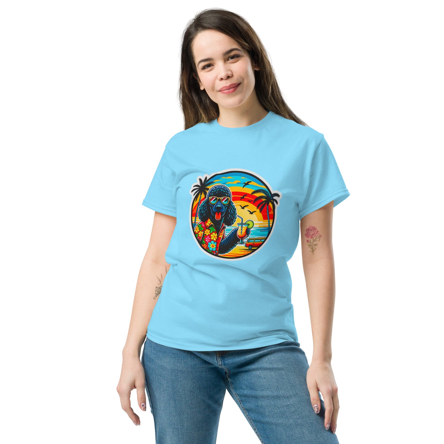 "Dogs On Vacation"-Kollektion - Black Royal Poodle #2 - Klassisches Unisex-T-Shirt - 13 verschiedene Farben