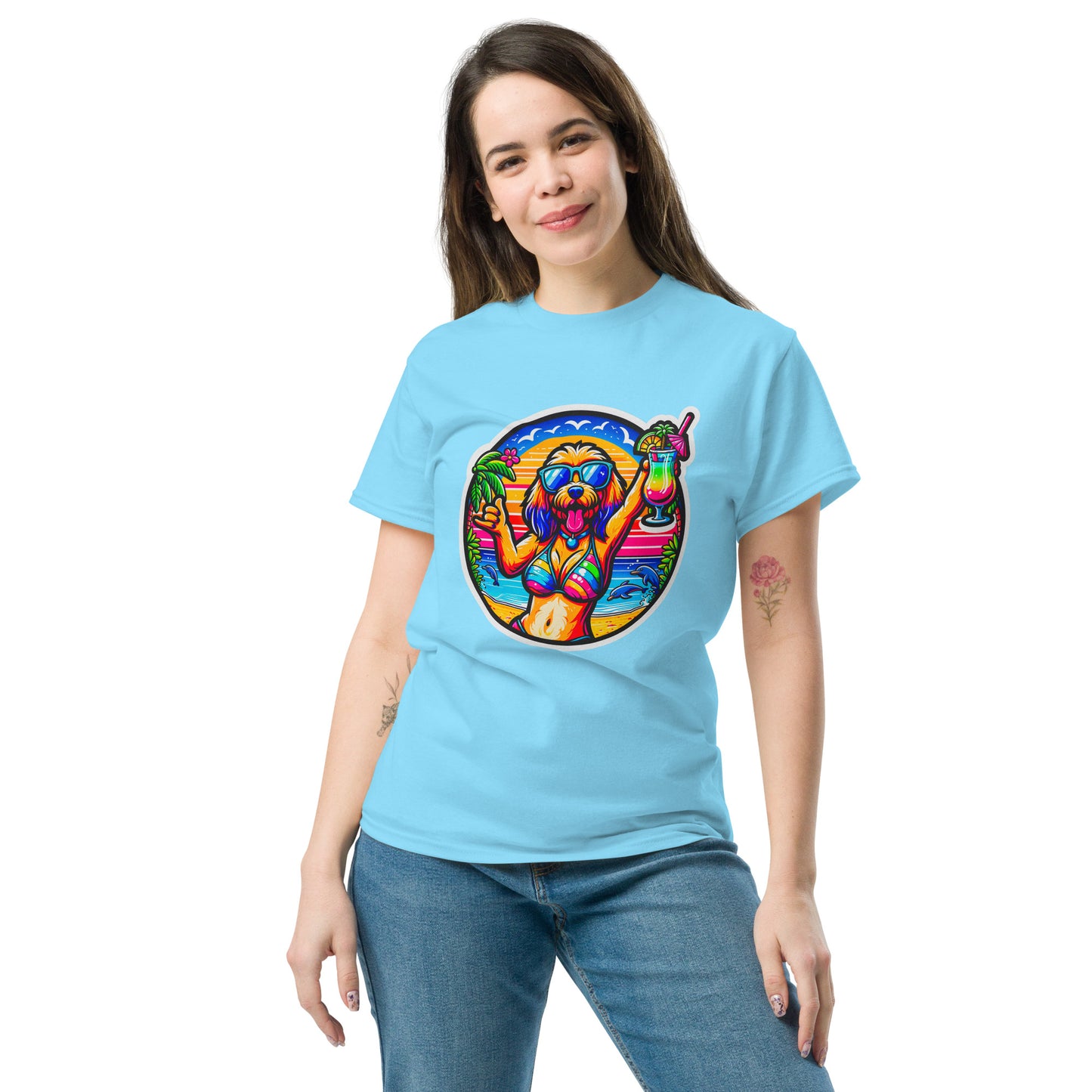 "Dogs On Vacation"-Kollektion - Blonde Haveneser (female) - Klassisches Unisex-T-Shirt - 13 verschiedene Farben