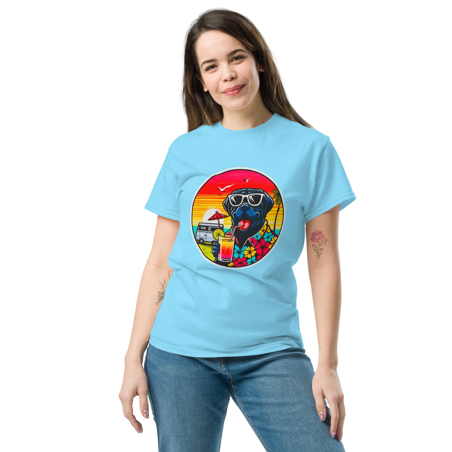 "Dogs On Vacation"-Kollektion - Black Mastiff - Klassisches Unisex-T-Shirt - 13 verschiedene Farben