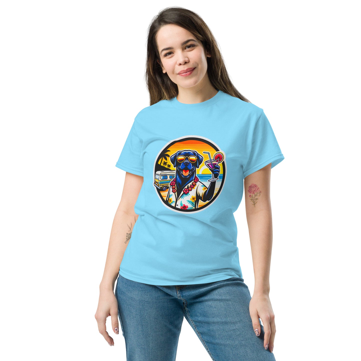"Dogs On Vacation"-Kollektion - Black Labrador #3 - Klassisches Unisex-T-Shirt - 13 verschiedene Farben
