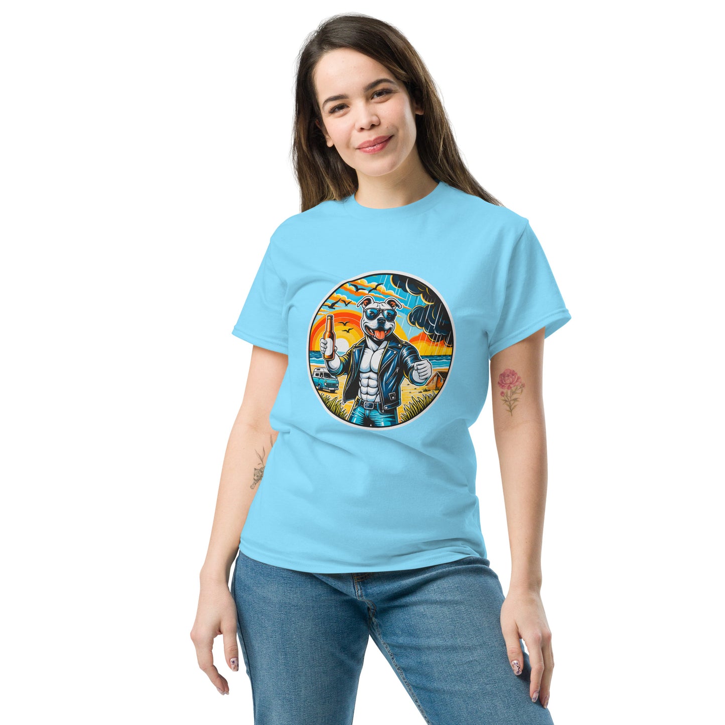 "Dogs On Vacation"-Kollektion - Staffordshire-Terrier #3 - Klassisches Unisex-T-Shirt - 13 verschiedene Farben
