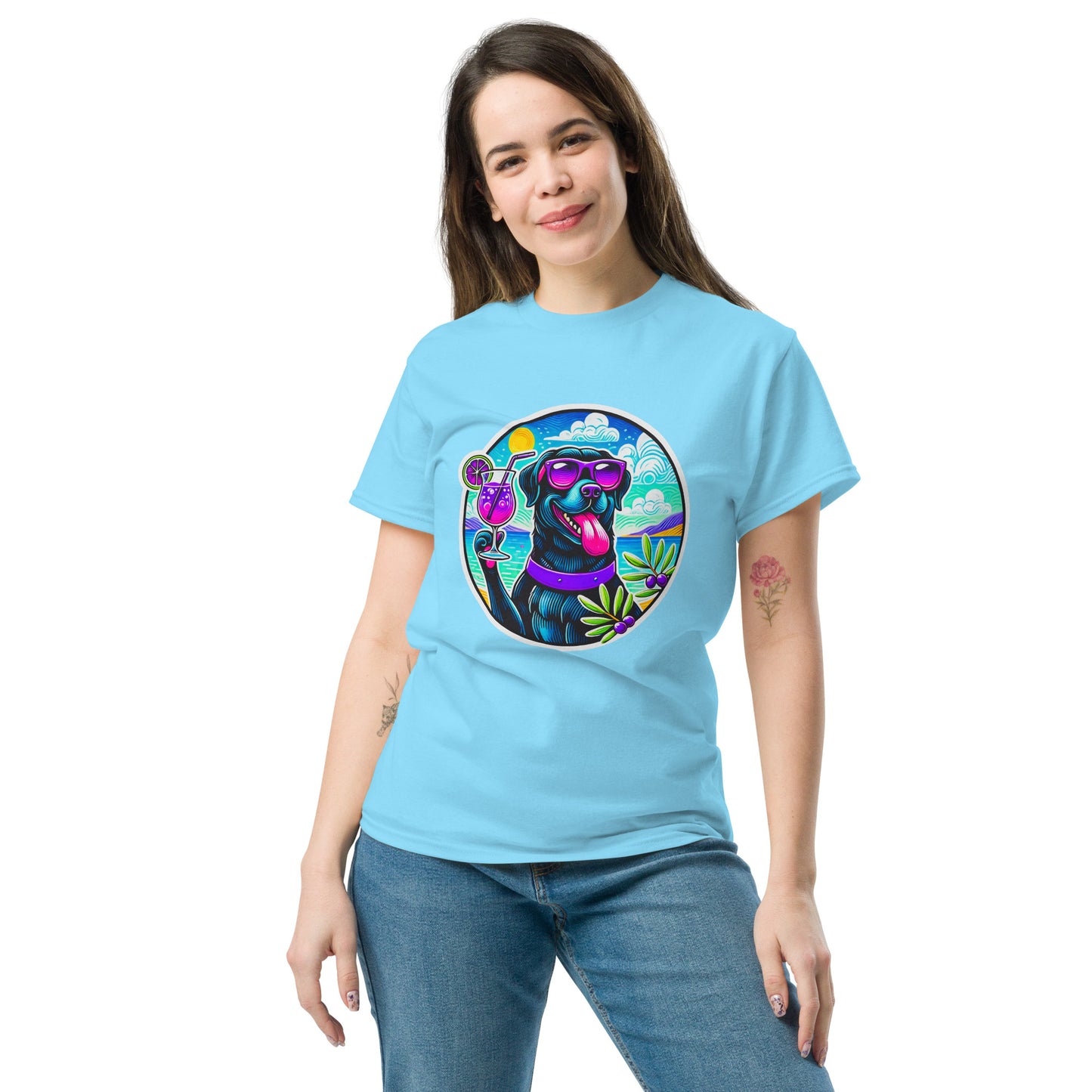 "Dogs On Vacation"-Kollektion - Black Labbi #3 - Klassisches Unisex-T-Shirt - 13 verschiedene Farben