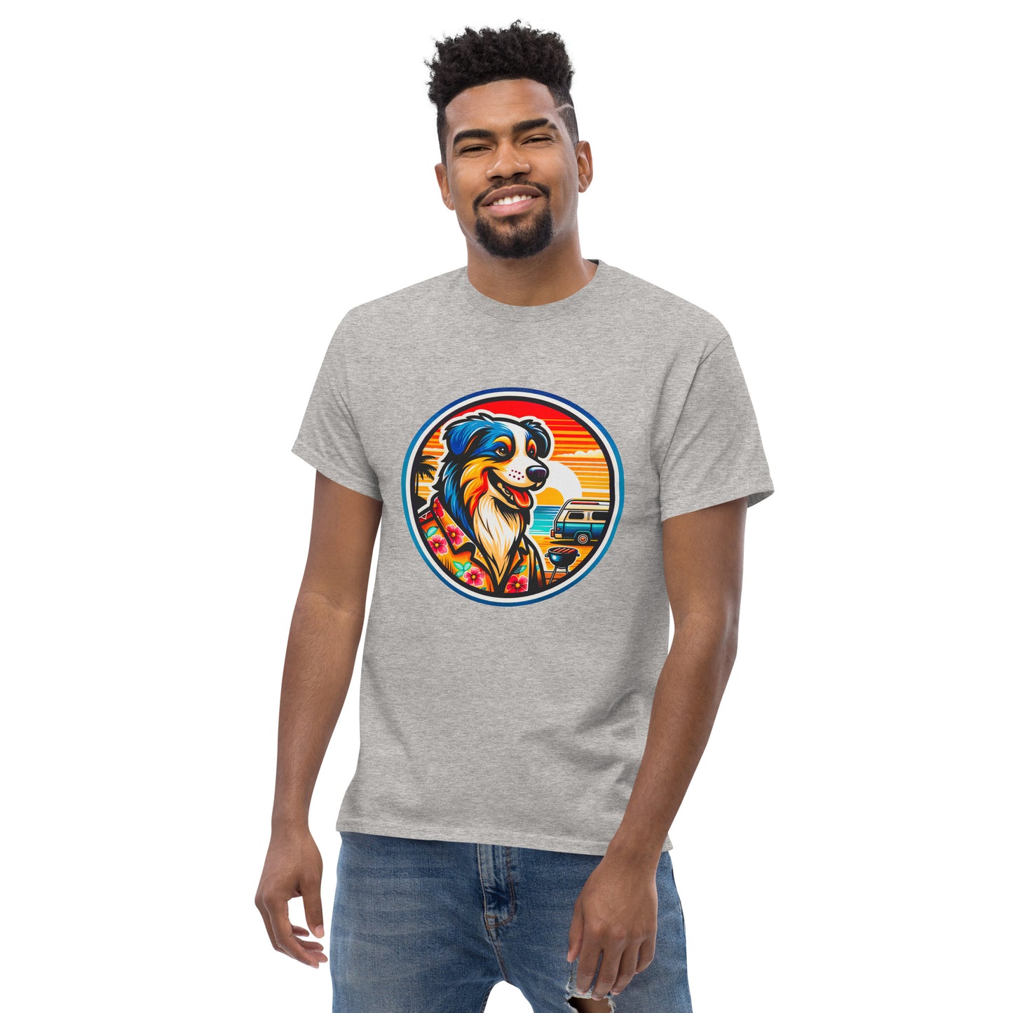 "Dogs On Vacation"-Kollektion - Australian Shepherd #5 (Tricolor) - Klassisches Unisex-T-Shirt - 13 verschiedene Farben