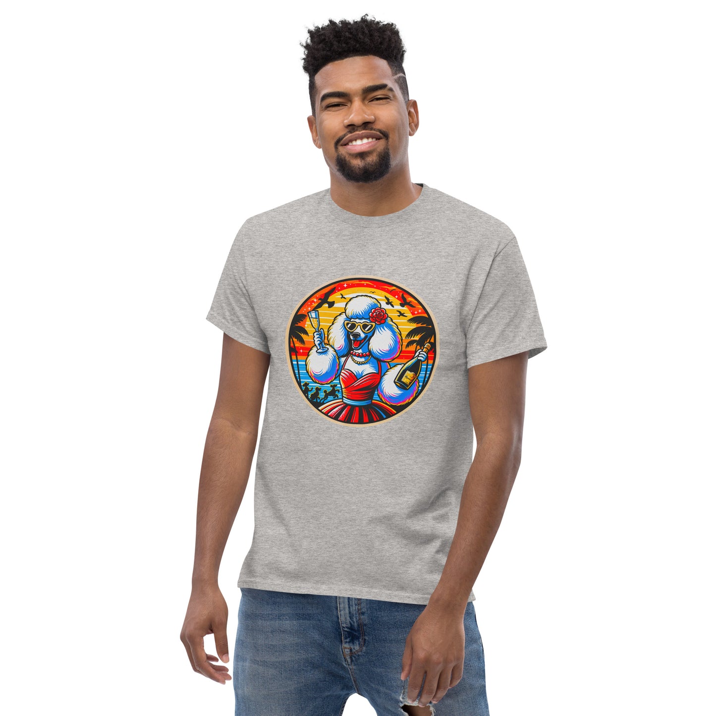"Dogs On Vacation"-Kollektion - Weißer Großpudel (female) - Klassisches Unisex-T-Shirt - 13 verschiedene Farben