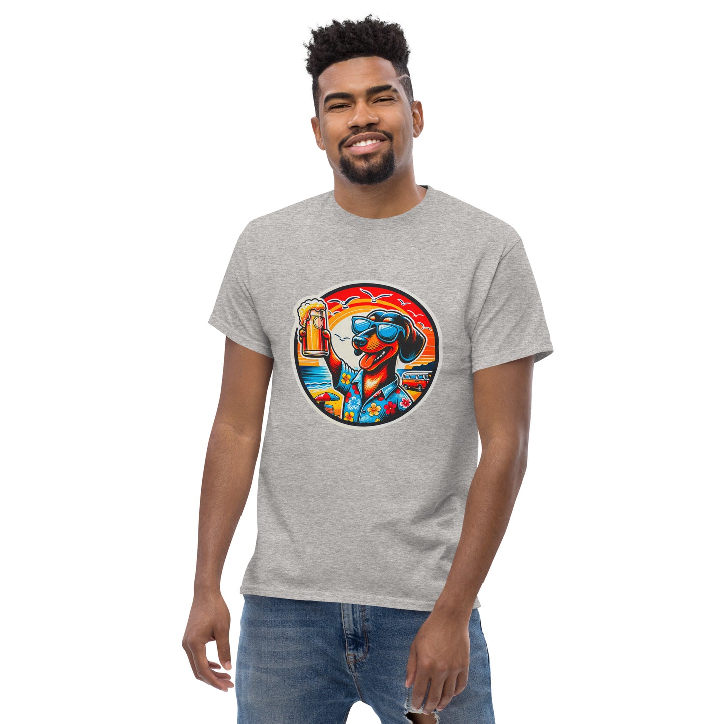 "Dogs On Vacation"-Kollektion - Shorthaired Dachshund - Klassisches Unisex-T-Shirt - 13 verschiedene Farben