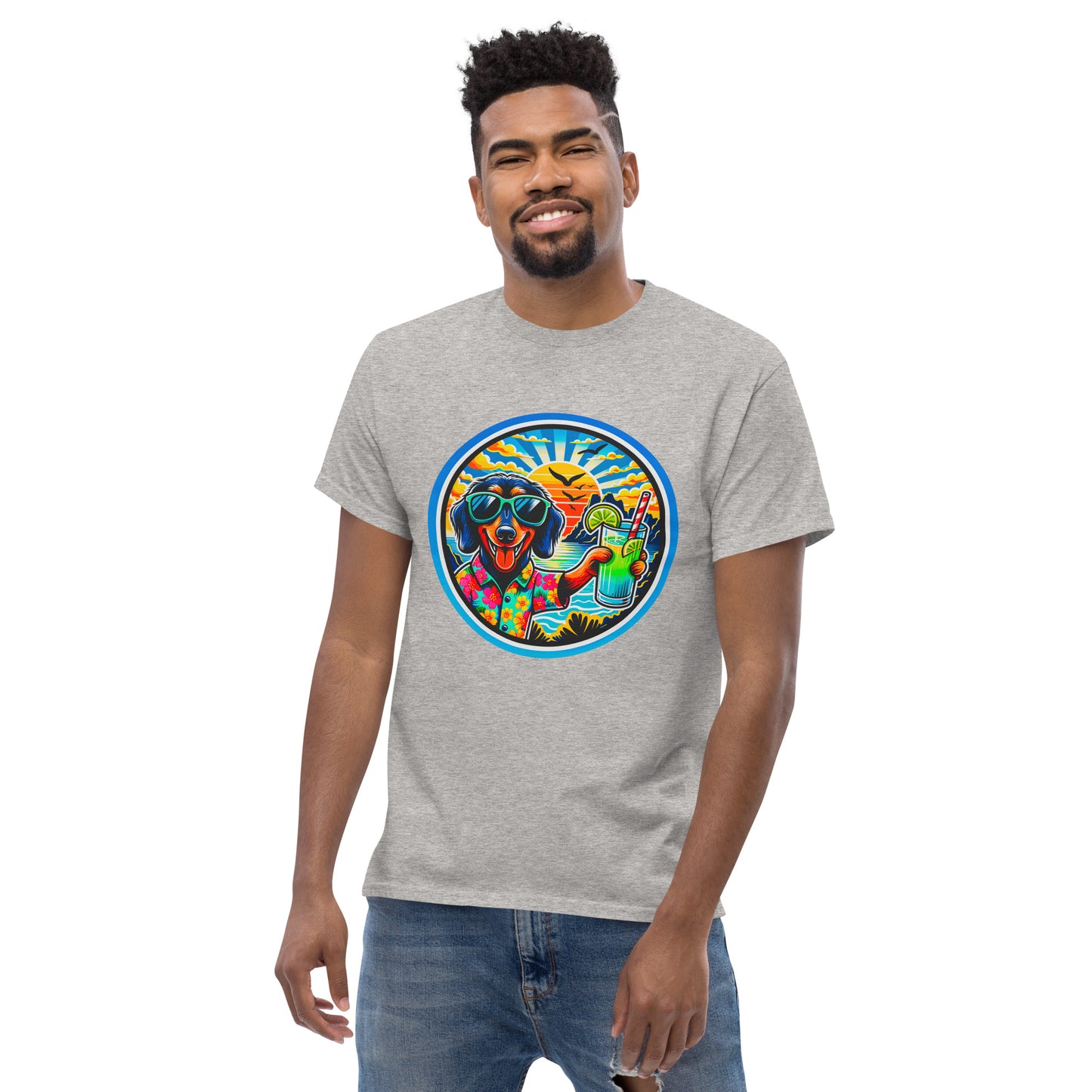 "Dogs On Vacation"-Kollektion - Wire-haired Dachshund - Klassisches Unisex-T-Shirt - 13 verschiedene Farben