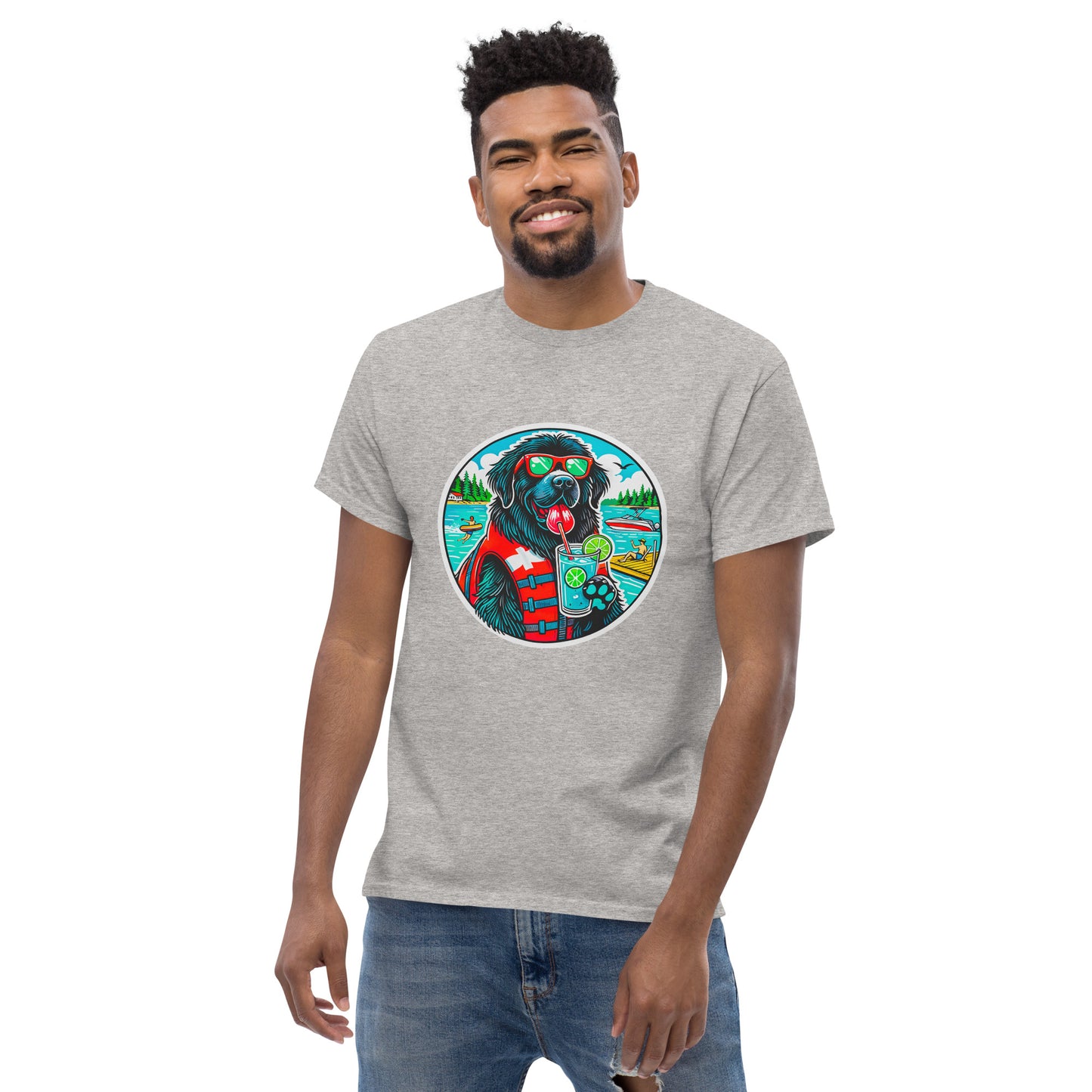 "Dogs On Vacation"-Kollektion - Neufundländer - Klassisches Unisex-T-Shirt - 13 verschiedene Farben