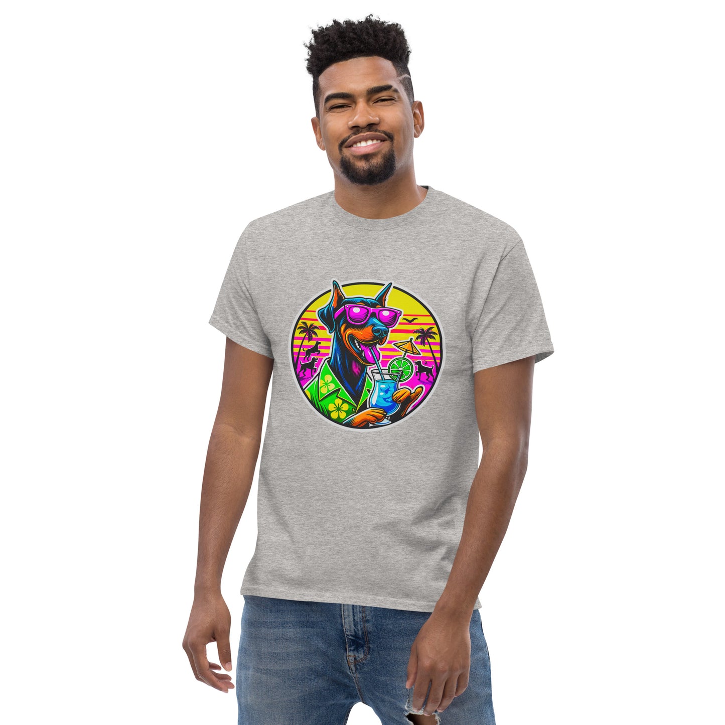 "Dogs On Vacation"-Kollektion - Dobermann - Klassisches Unisex-T-Shirt - 13 verschiedene Farben