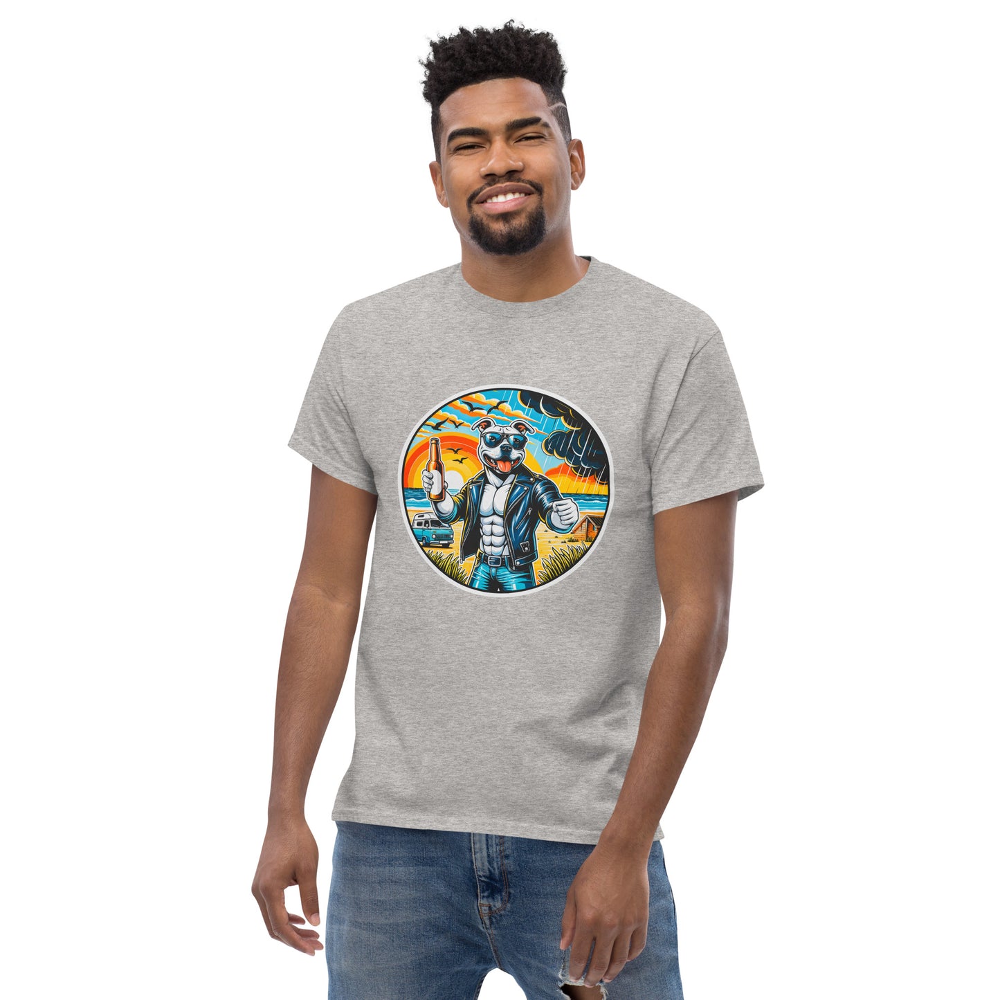 "Dogs On Vacation"-Kollektion - Staffordshire-Terrier #3 - Klassisches Unisex-T-Shirt - 13 verschiedene Farben