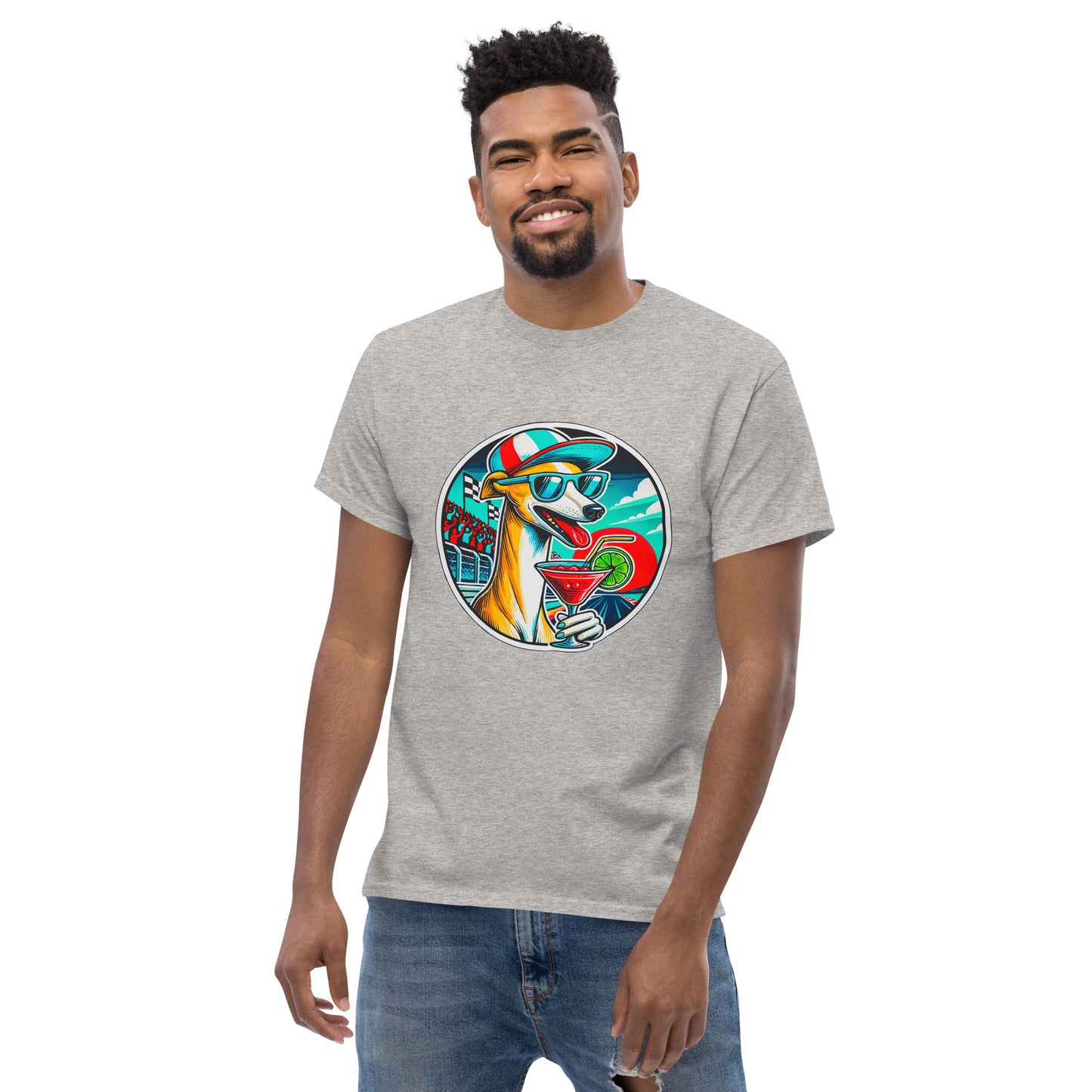 "Dogs On Vacation"-Kollektion - Whippet - Klassisches Unisex-T-Shirt - 13 verschiedene Farben