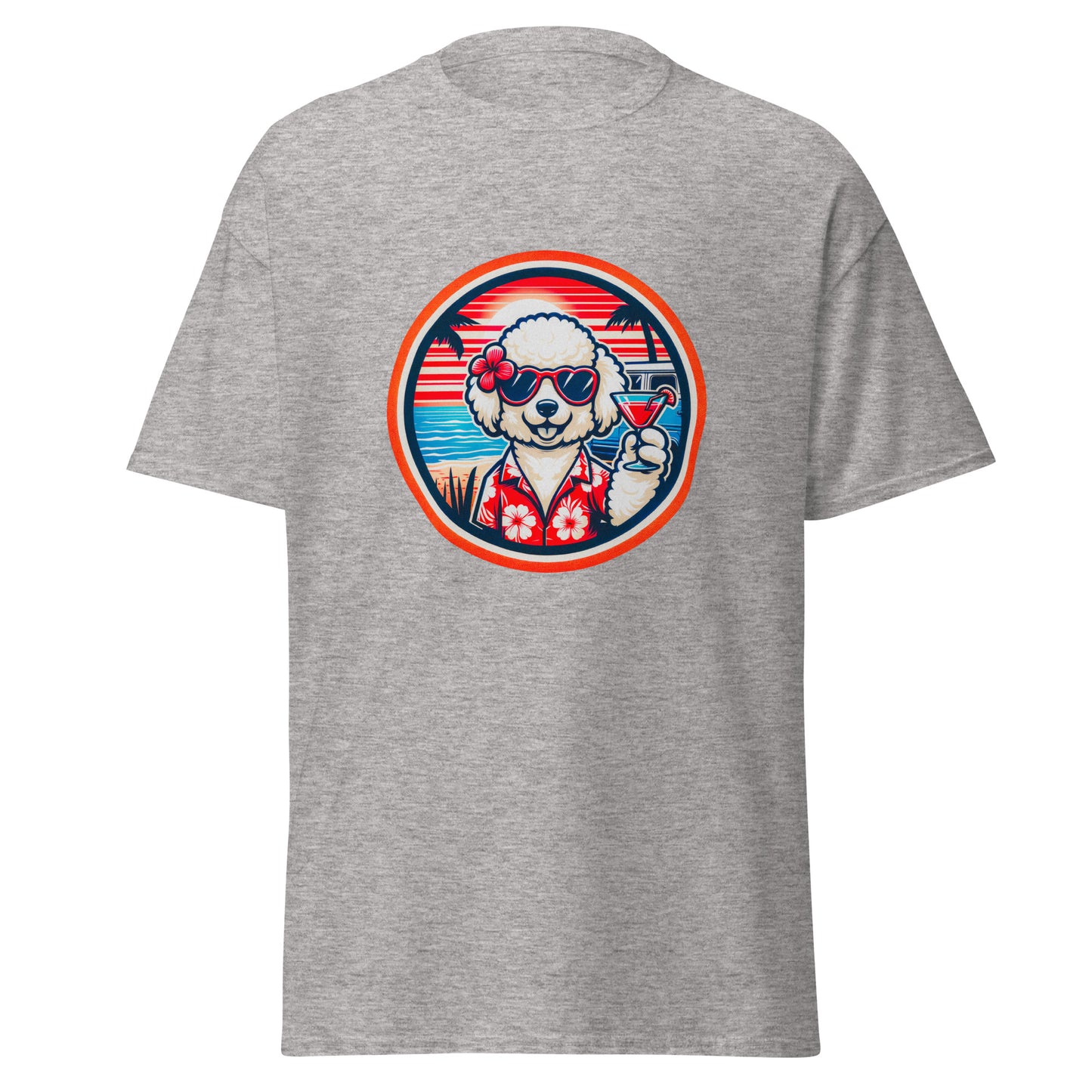 "Dogs On Vacation"-Kollektion - White Poodle - Klassisches Unisex-T-Shirt - 13 verschiedene Farben
