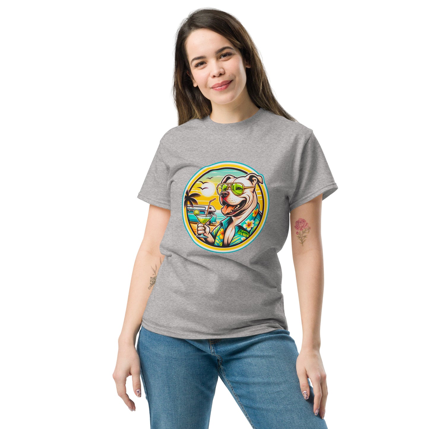 "Dogs On Vacation"-Kollektion - Staffordshire-Terrier #2 - Klassisches Unisex-T-Shirt - 13 verschiedene Farben