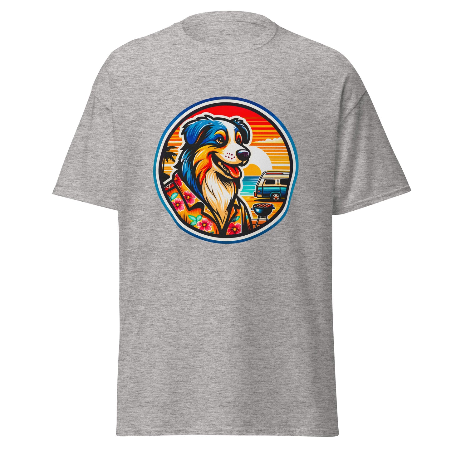 "Dogs On Vacation"-Kollektion - Australian Shepherd #5 (Tricolor) - Klassisches Unisex-T-Shirt - 13 verschiedene Farben