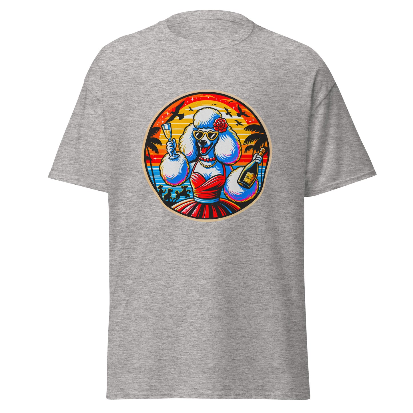 "Dogs On Vacation"-Kollektion - Weißer Großpudel (female) - Klassisches Unisex-T-Shirt - 13 verschiedene Farben