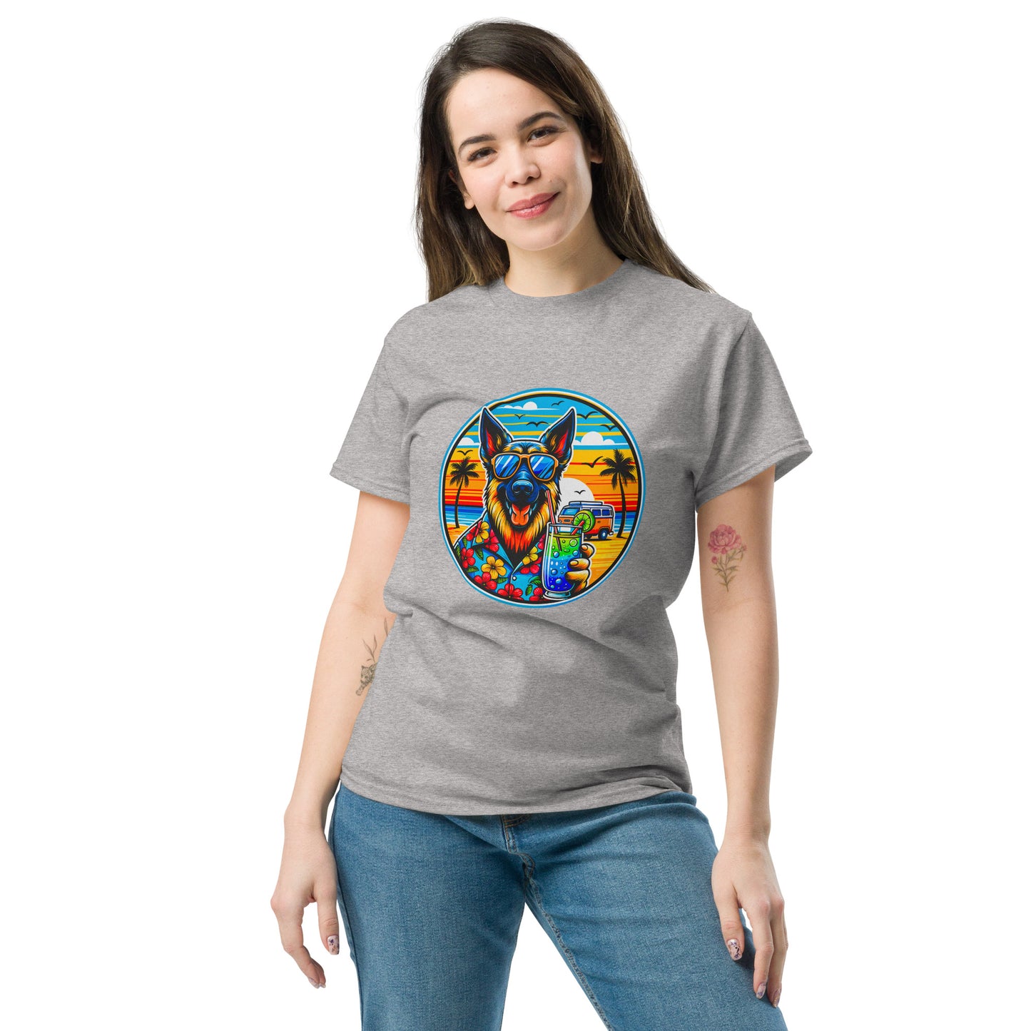 "Dogs On Vacation"-Kollektion - Schäferhund #2 - Klassisches Unisex-T-Shirt - 13 verschiedene Farben