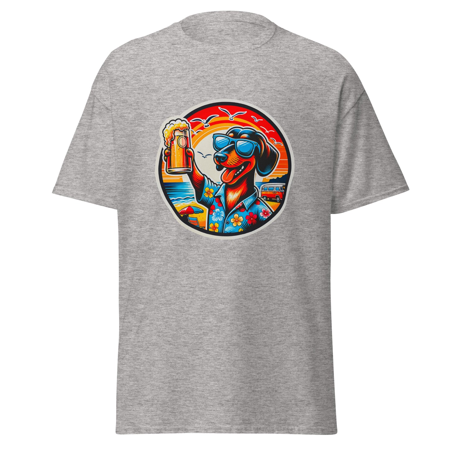 "Dogs On Vacation"-Kollektion - Shorthaired Dachshund - Klassisches Unisex-T-Shirt - 13 verschiedene Farben