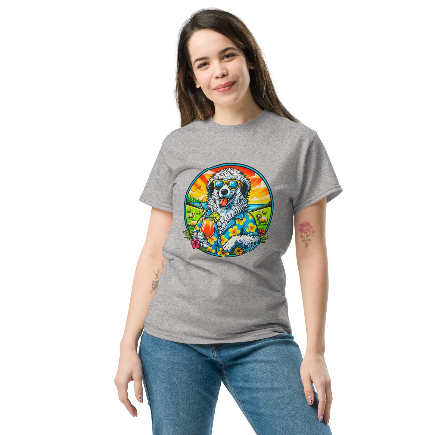 "Dogs On Vacation"-Kollektion - Polish Lowland Sheepdog - Klassisches Unisex-T-Shirt - 13 verschiedene Farben