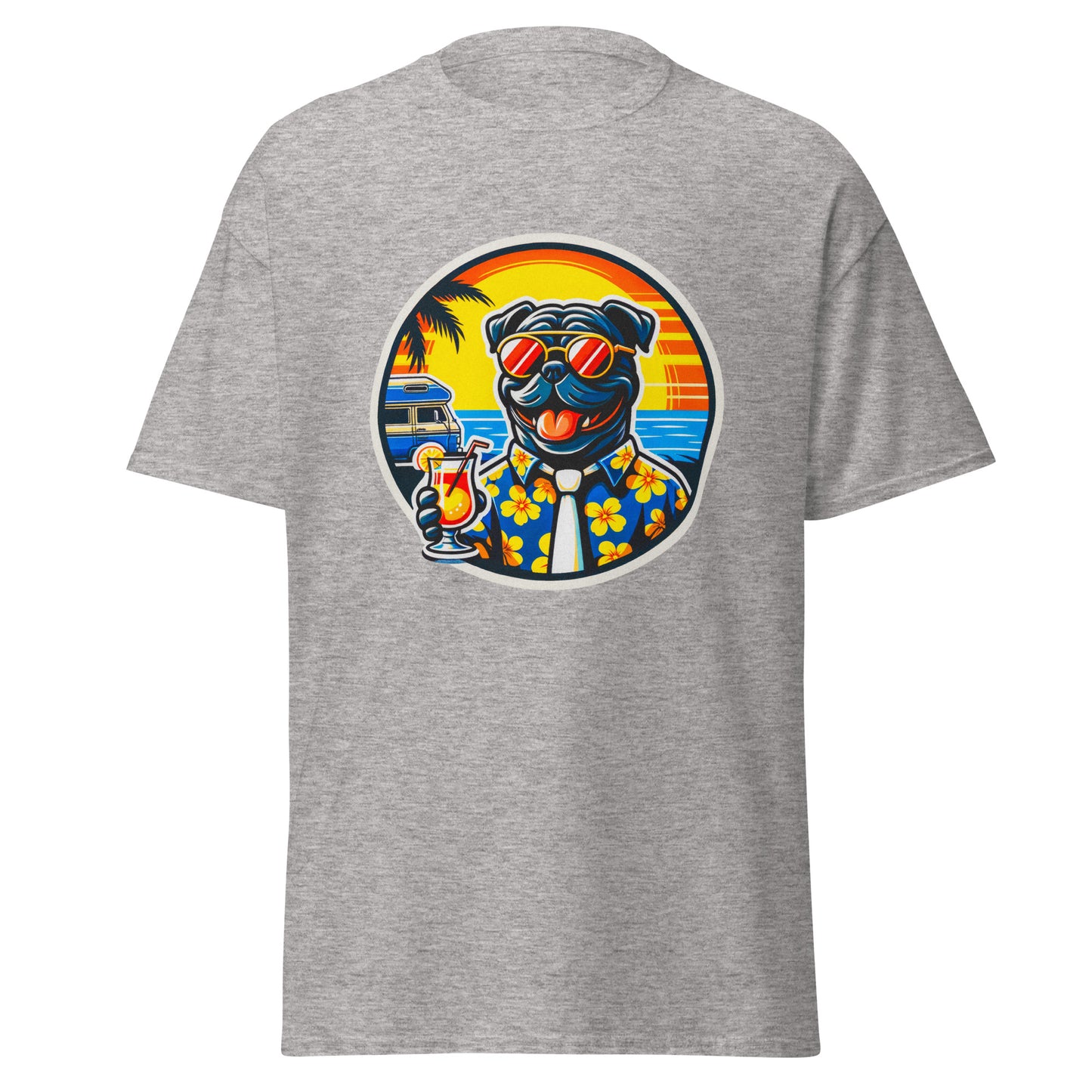 "Dogs On Vacation"-Kollektion - Black Bulldog - Klassisches Unisex-T-Shirt - 13 verschiedene Farben
