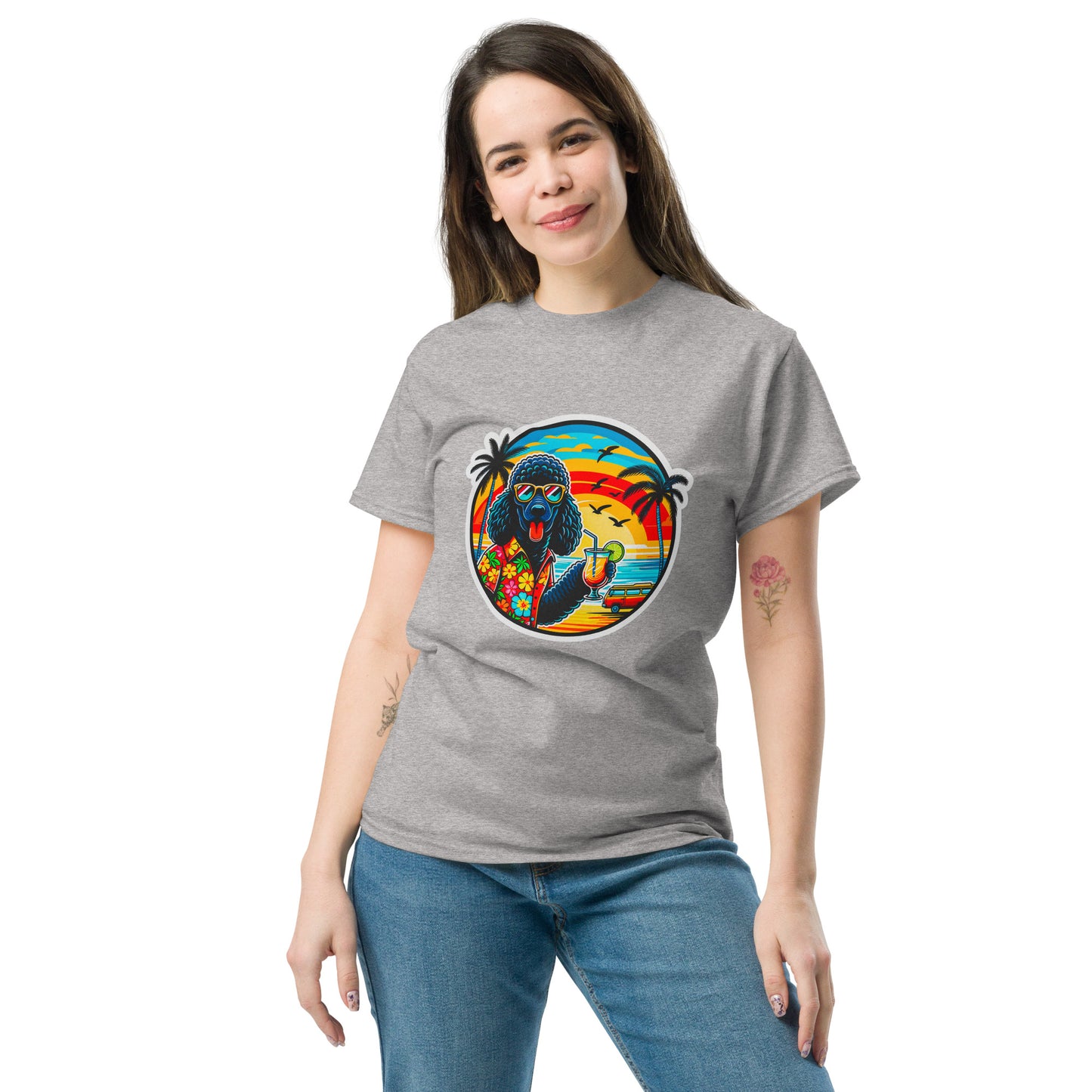 "Dogs On Vacation"-Kollektion - Black Royal Poodle #2 - Klassisches Unisex-T-Shirt - 13 verschiedene Farben