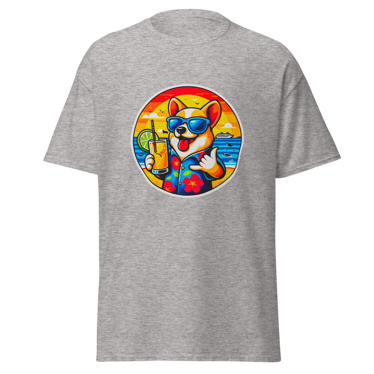 "Dogs On Vacation"-Kollektion - Corgi - Klassisches Unisex-T-Shirt - 13 verschiedene Farben
