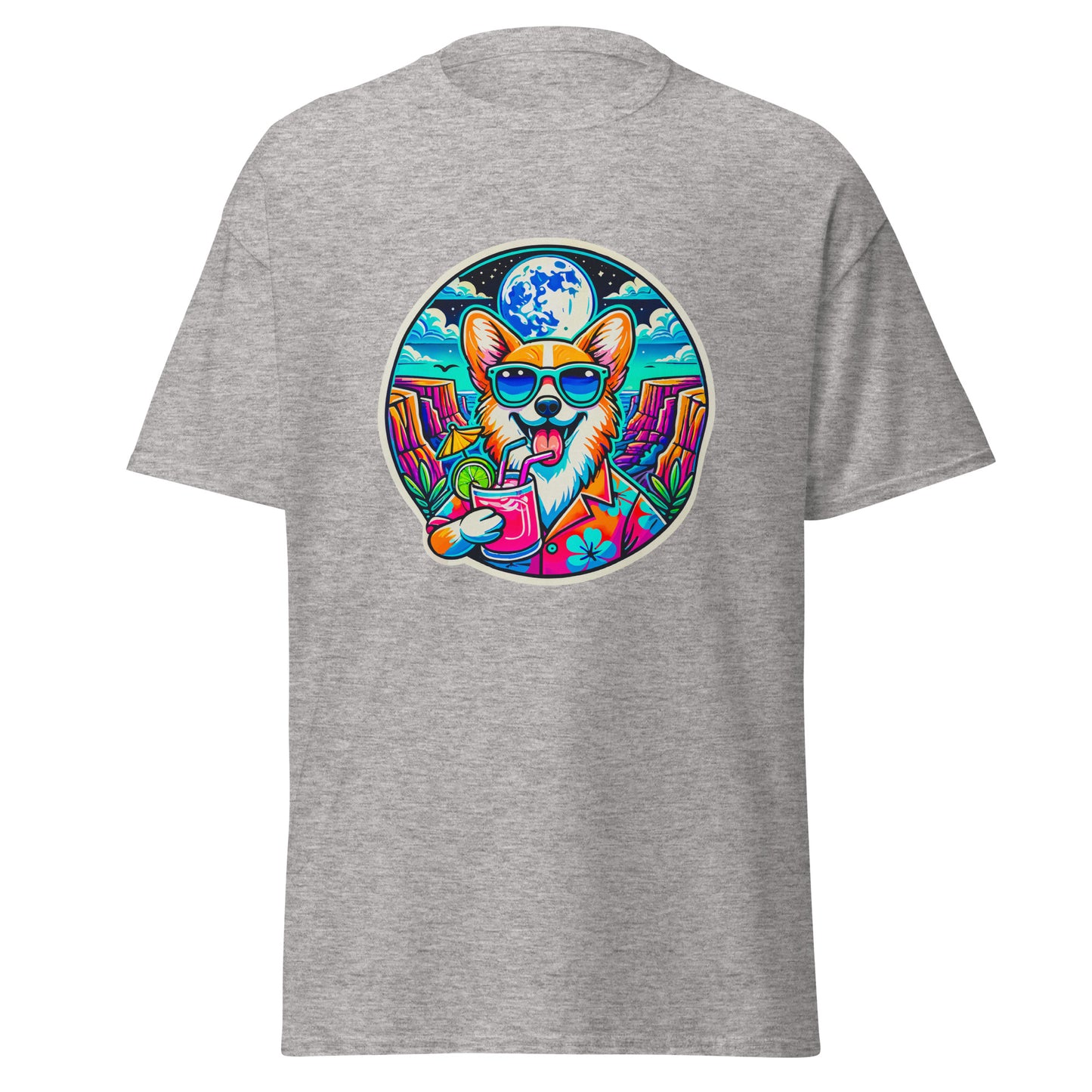 "Dogs On Vacation"-Kollektion - Corgi #2 - Klassisches Unisex-T-Shirt - 13 verschiedene Farben