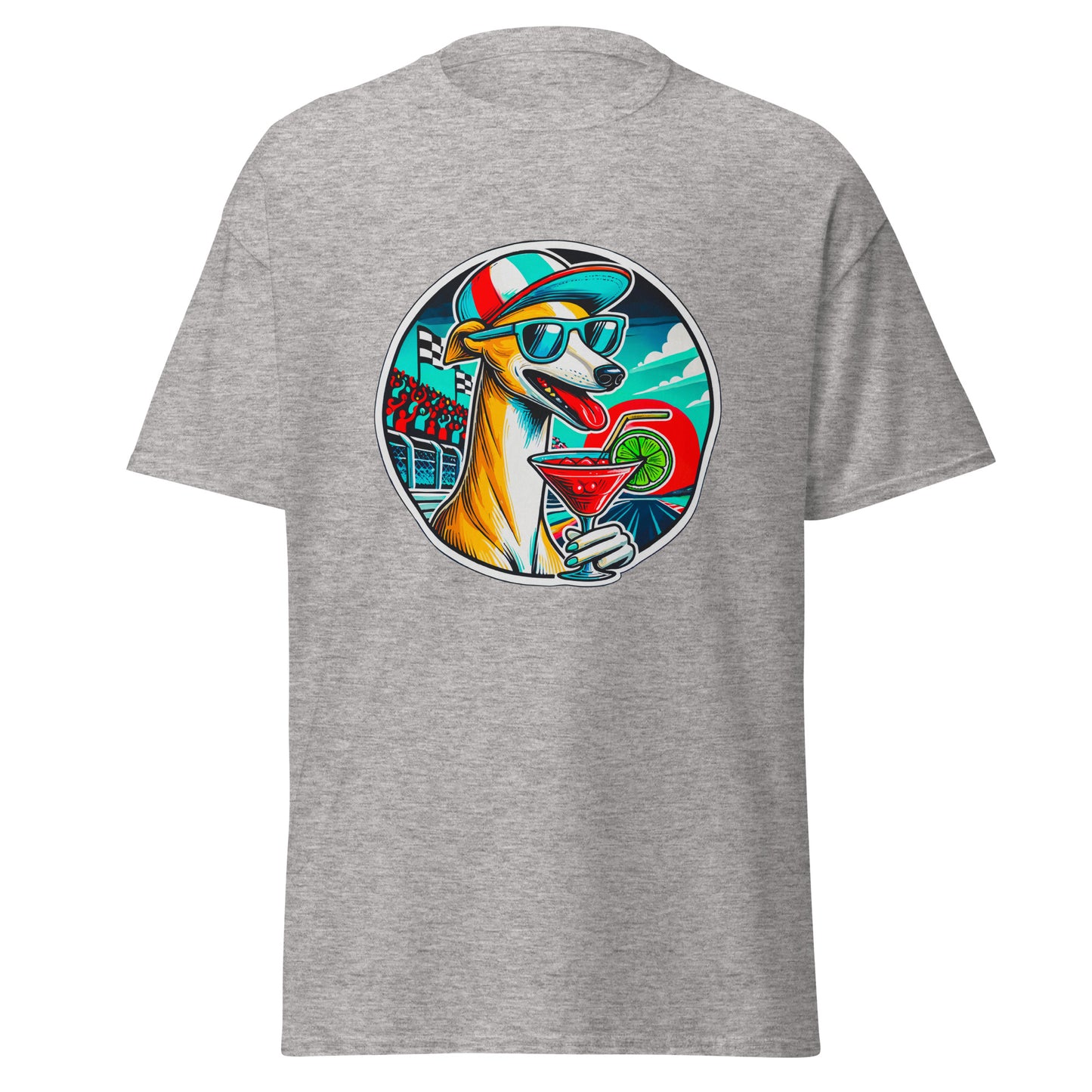 "Dogs On Vacation"-Kollektion - Whippet - Klassisches Unisex-T-Shirt - 13 verschiedene Farben