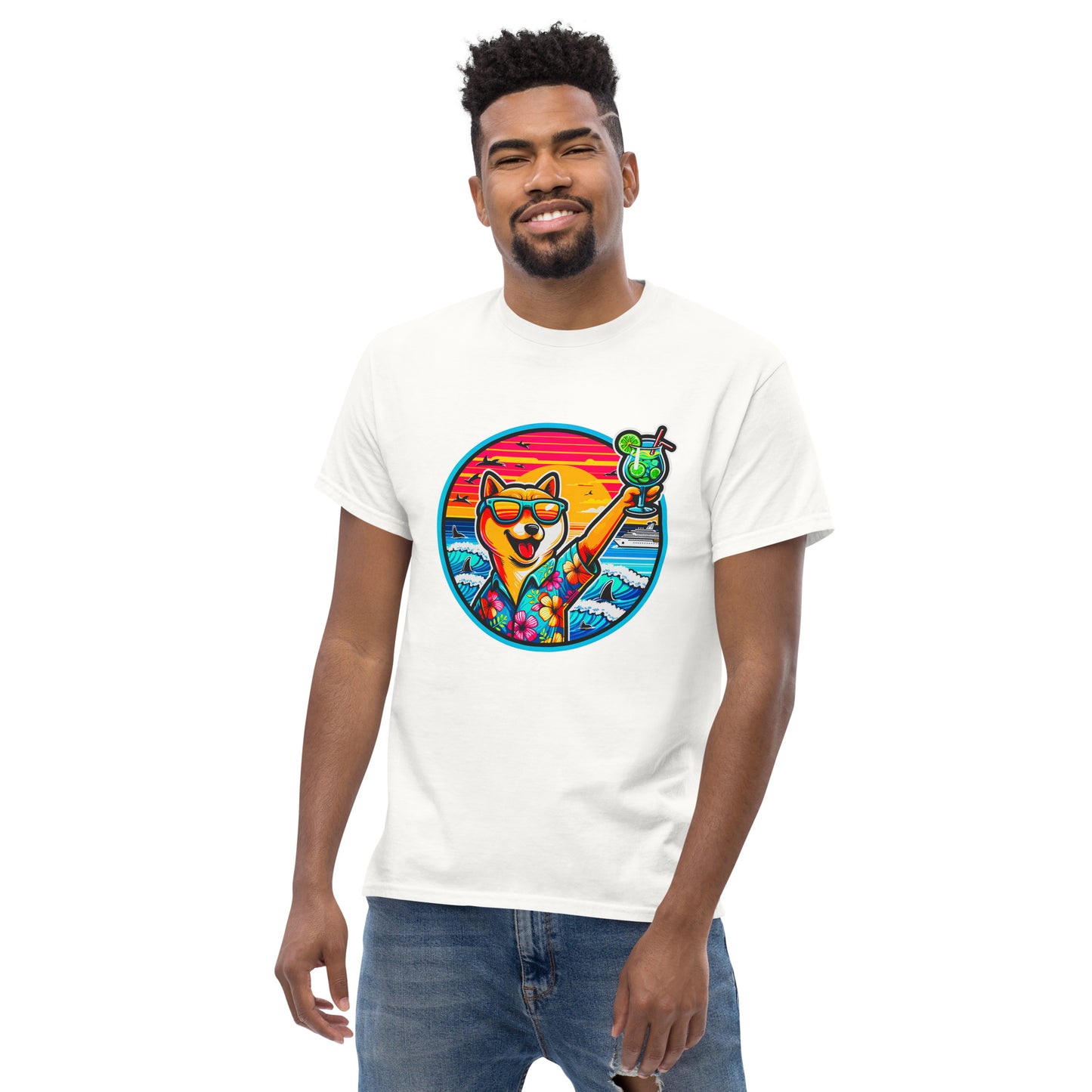 "Dogs On Vacation"-Kollektion - Shiba Inu - Klassisches Unisex-T-Shirt - 13 verschiedene Farben