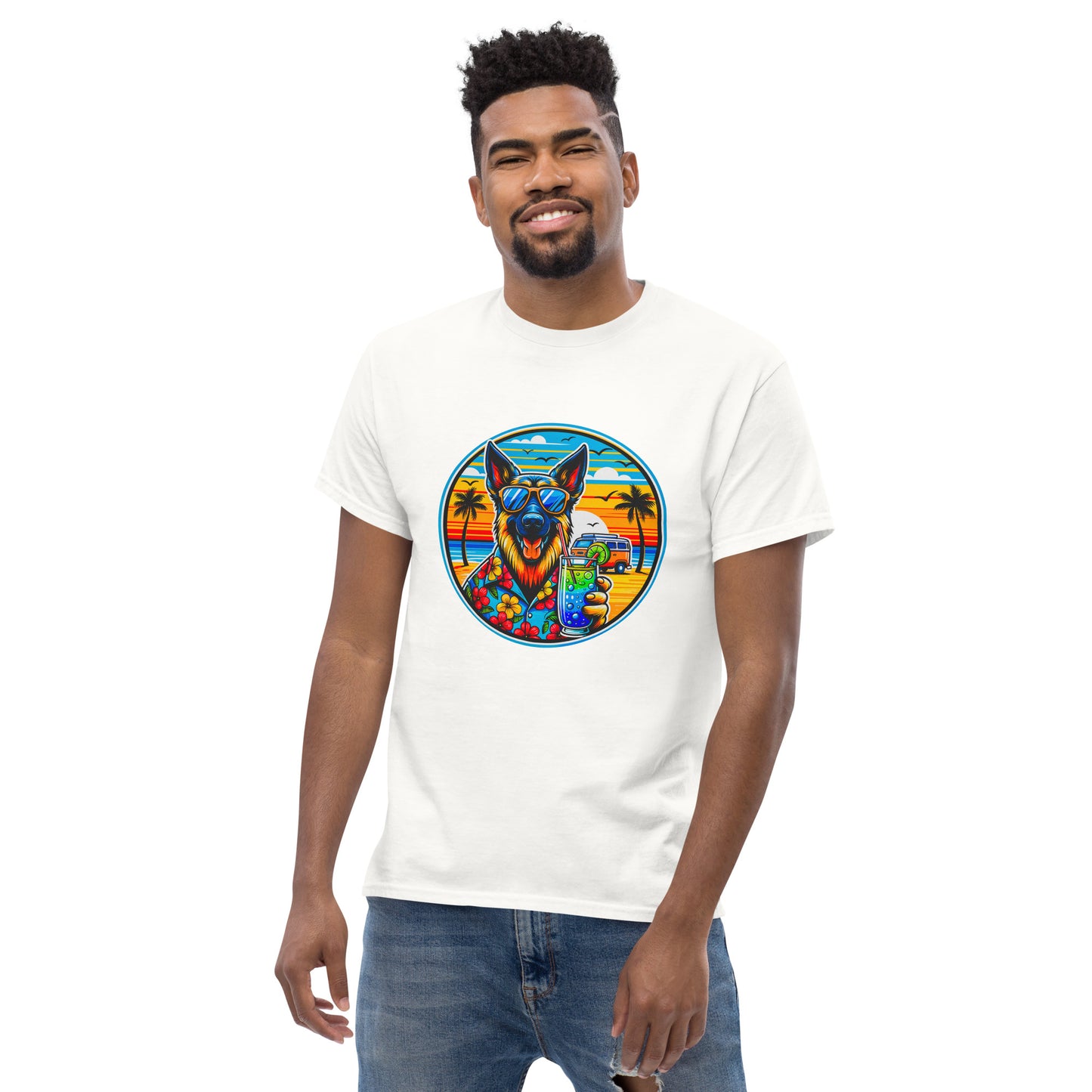"Dogs On Vacation"-Kollektion - Schäferhund #2 - Klassisches Unisex-T-Shirt - 13 verschiedene Farben