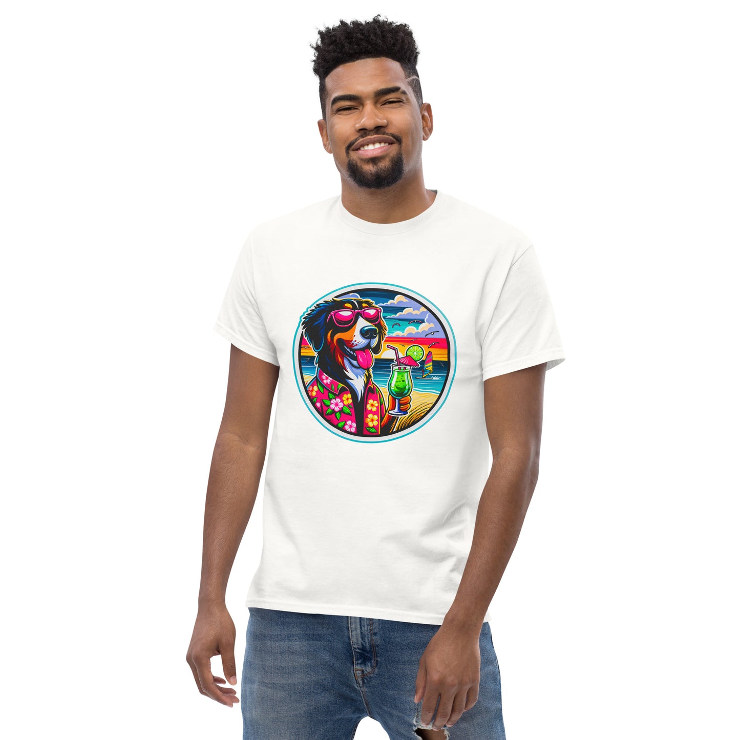"Dogs On Vacation"-Kollektion - Swiss Mountain Dog #1 - Klassisches Unisex-T-Shirt - 13 verschiedene Farben