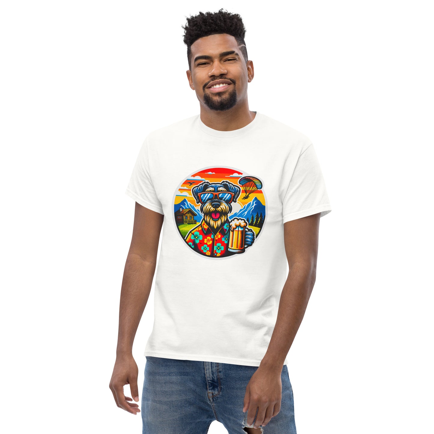 Klassisches Unisex T-Shirt"Dogs On Vacation"-Kollektion - Riesenschnauzer in Bavaria - Klassisches Unisex-T-Shirt - 13 verschiedene Farben
