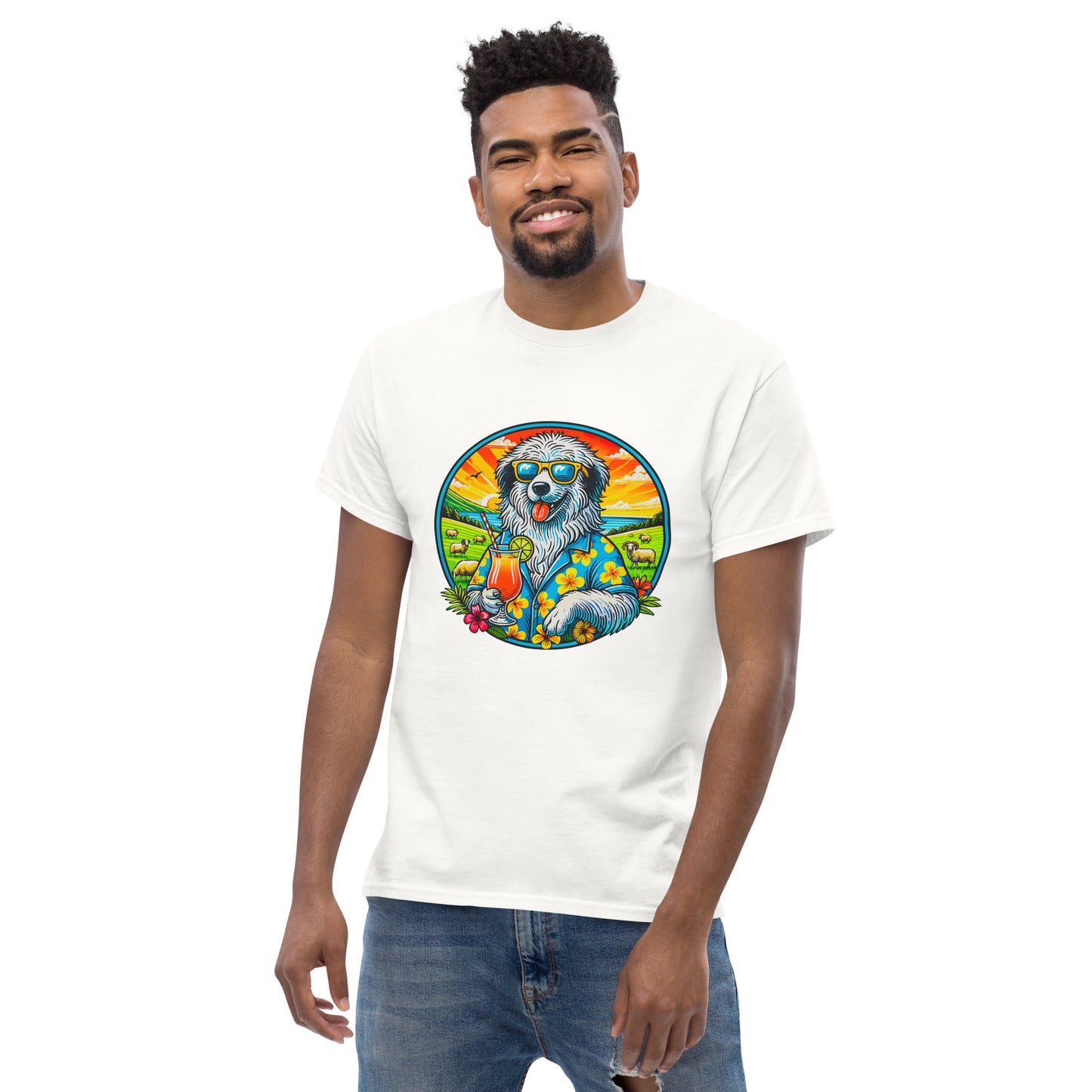 "Dogs On Vacation"-Kollektion - Polish Lowland Sheepdog - Klassisches Unisex-T-Shirt - 13 verschiedene Farben