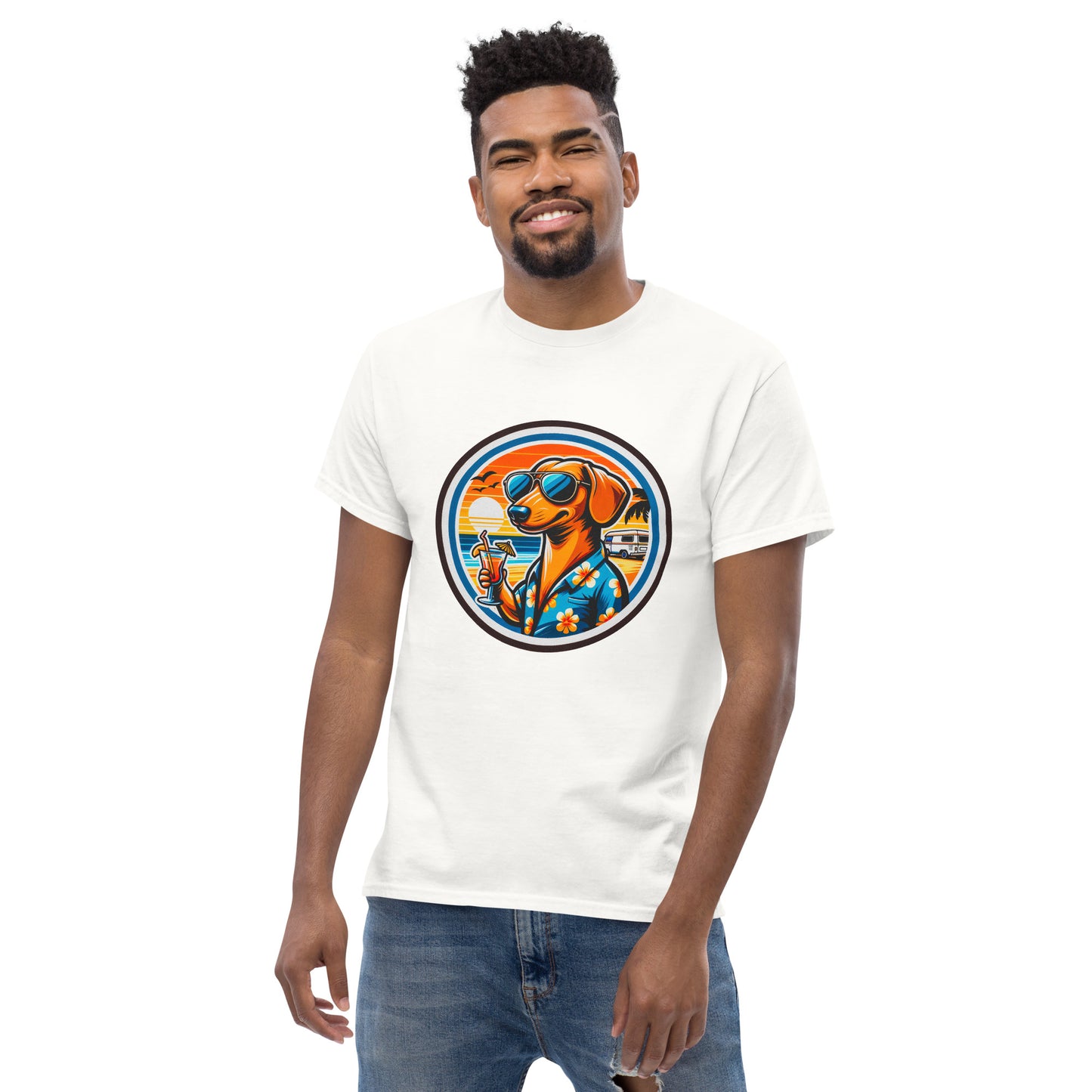"Dogs On Vacation"-Kollektion - Cool Dachshund - Klassisches Unisex-T-Shirt - 13 verschiedene Farben