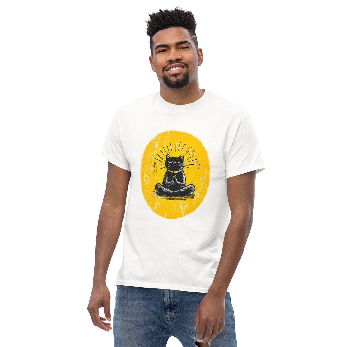 "YELLOW!" - Yoga-Cat - Klassisches Unisex T-Shirt - in 4 Farben