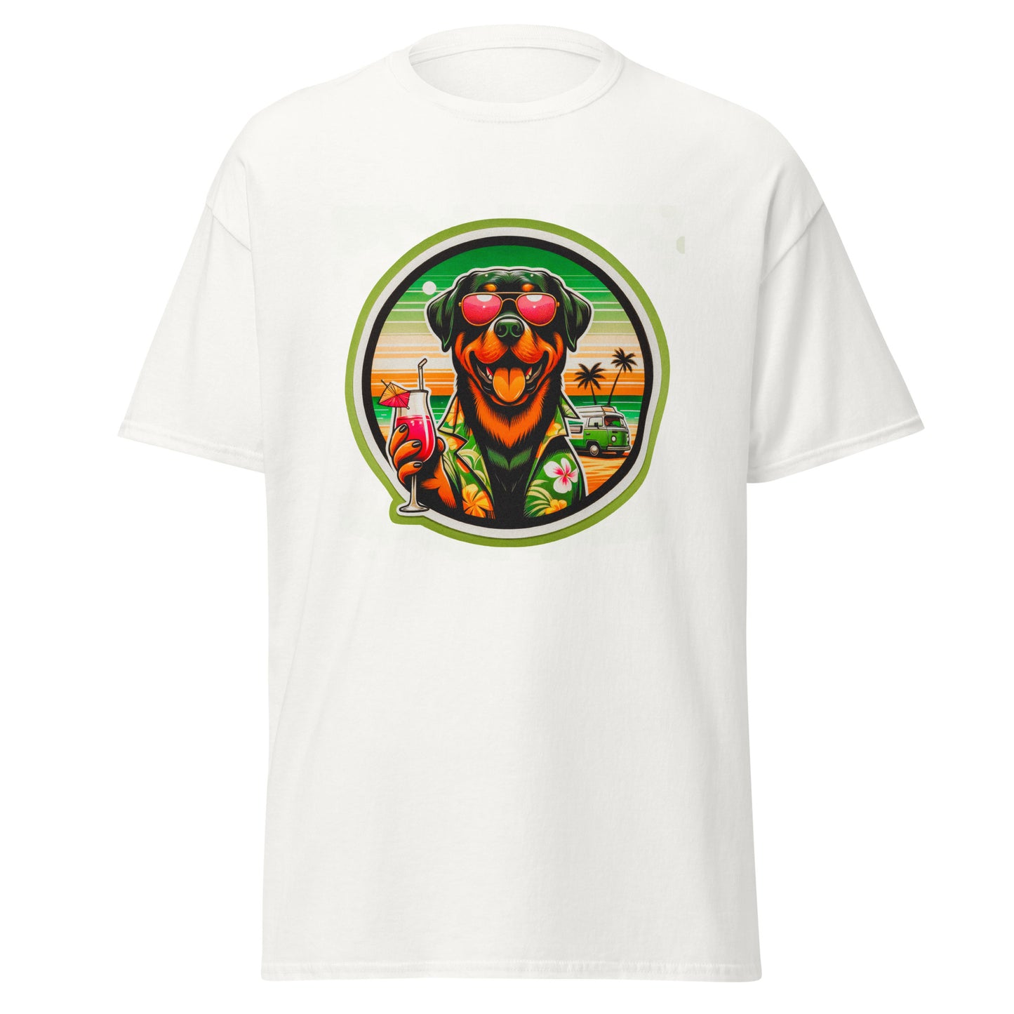 "Dogs On Vacation"-Kollektion - Rottweiler - Klassisches Unisex-T-Shirt - 13 verschiedene Farben
