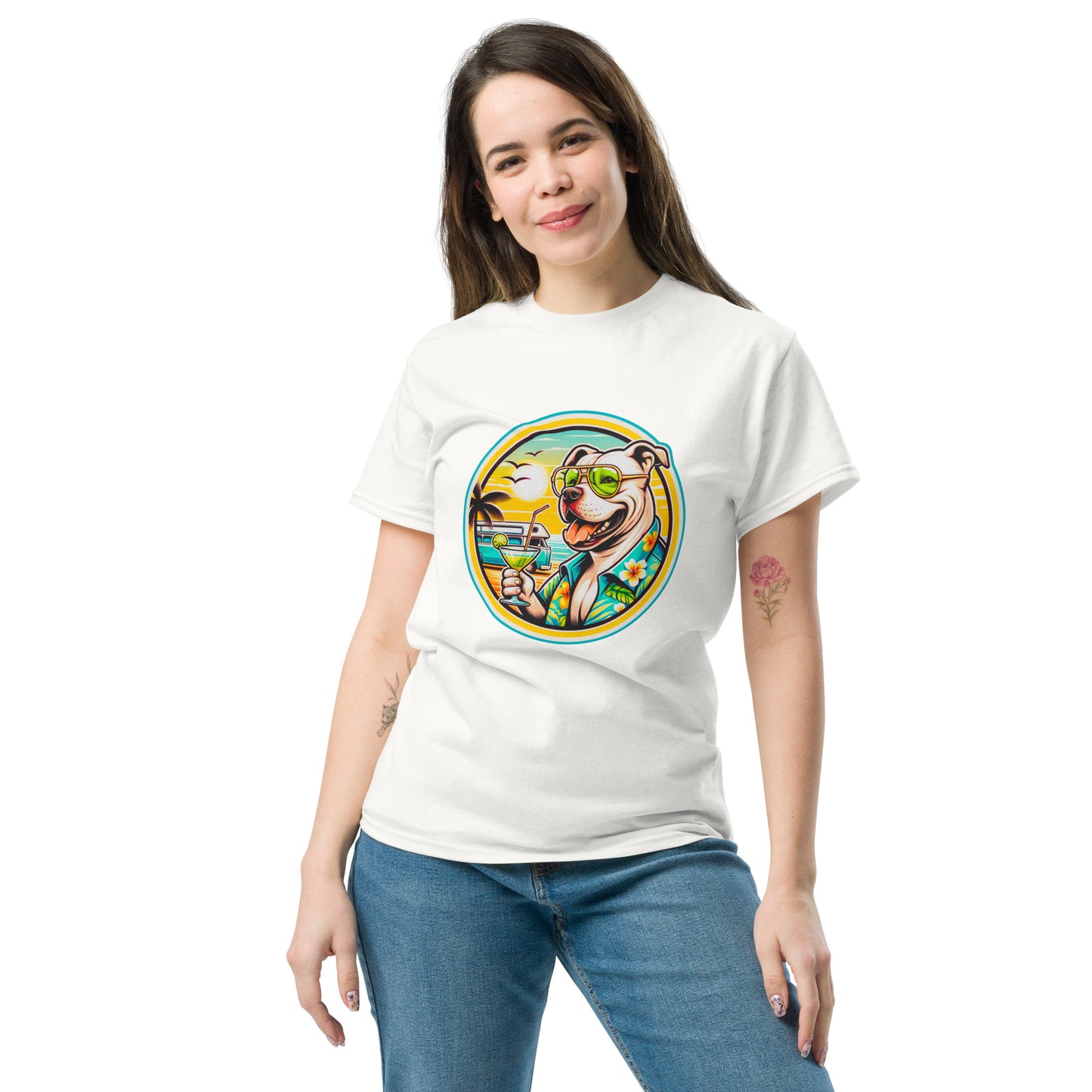 "Dogs On Vacation"-Kollektion - Staffordshire-Terrier #2 - Klassisches Unisex-T-Shirt - 13 verschiedene Farben