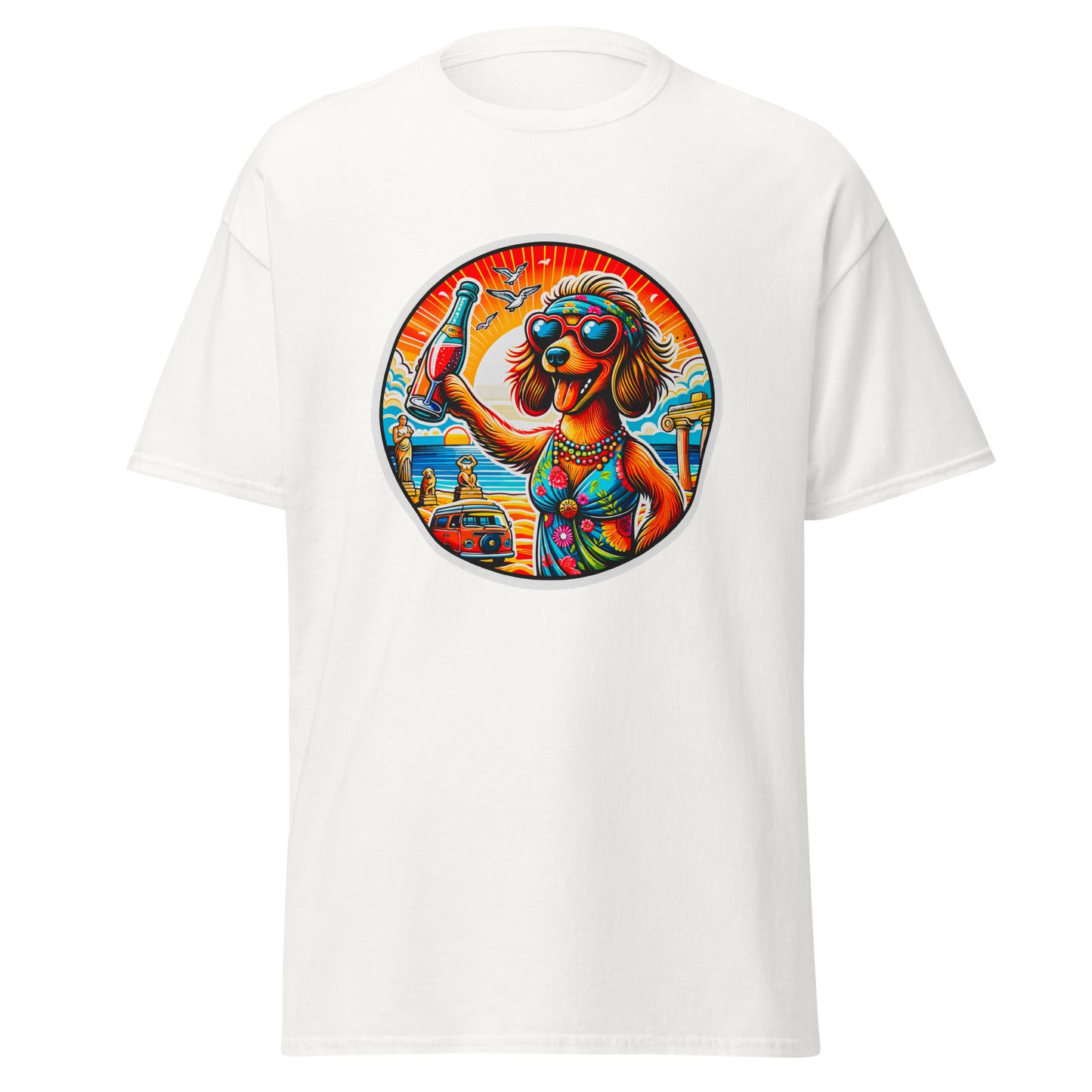 "Dogs On Vacation"-Kollektion - Dackel (female) - Klassisches Unisex-T-Shirt - 13 verschiedene Farben