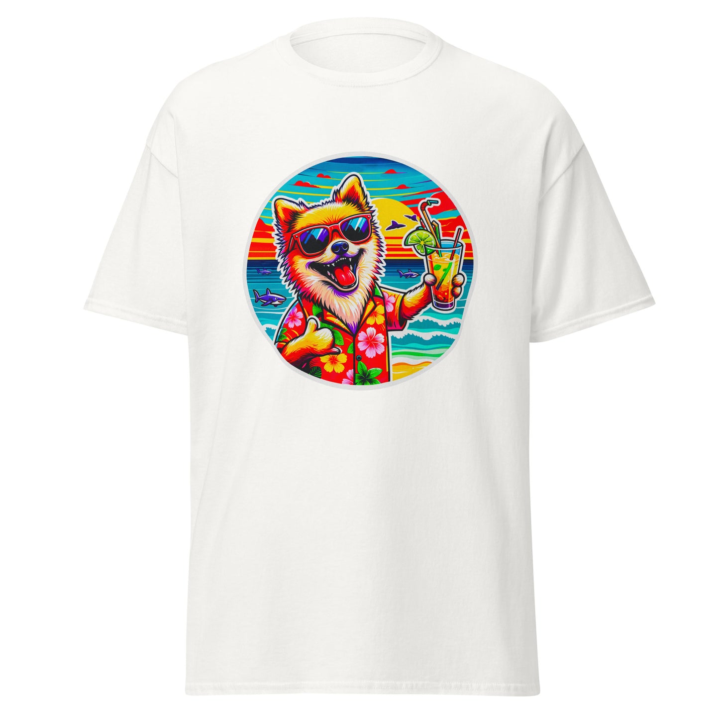 "Dogs On Vacation"-Kollektion - Pomeranian - Klassisches Unisex-T-Shirt - 13 verschiedene Farben