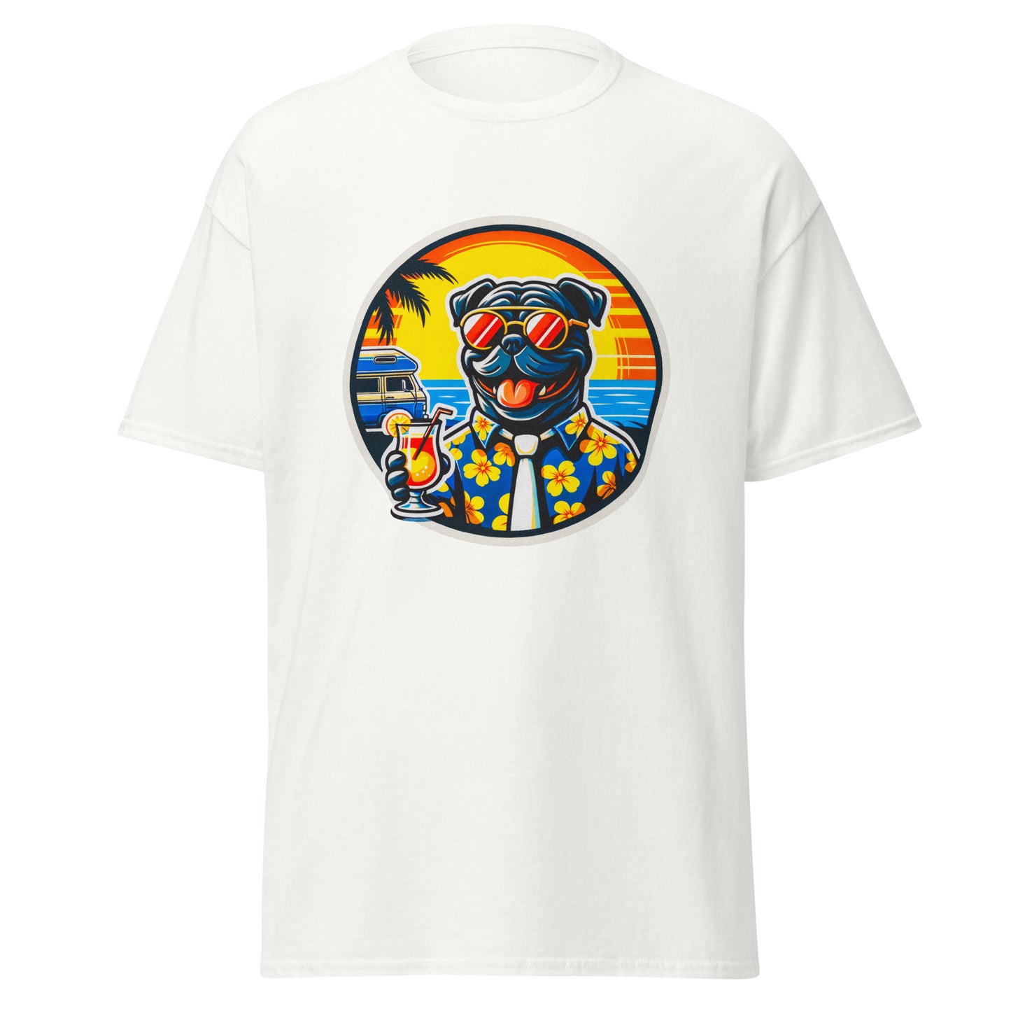 "Dogs On Vacation"-Kollektion - Black Bulldog - Klassisches Unisex-T-Shirt - 13 verschiedene Farben