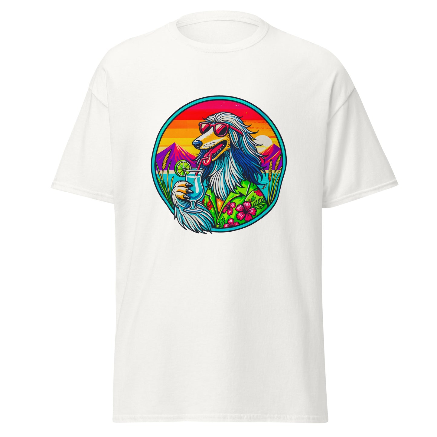 "Dogs On Vacation"-Kollektion - Afghane - Klassisches Unisex-T-Shirt - 13 verschiedene Farben
