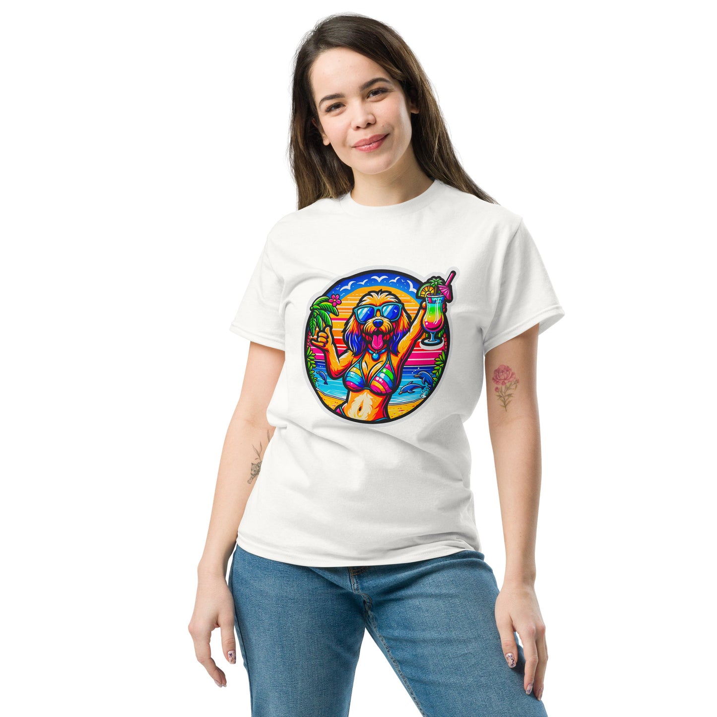 "Dogs On Vacation"-Kollektion - Blonde Haveneser (female) - Klassisches Unisex-T-Shirt - 13 verschiedene Farben