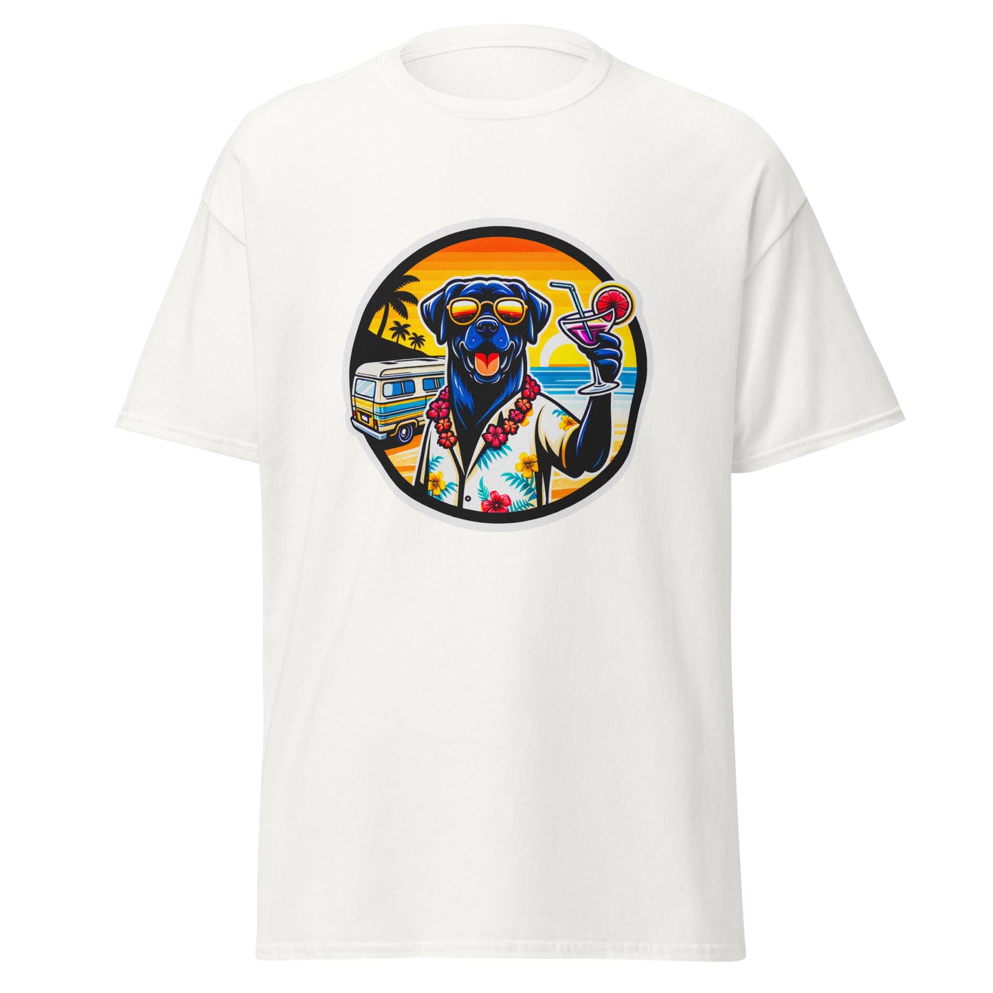 "Dogs On Vacation"-Kollektion - Black Labrador #3 - Klassisches Unisex-T-Shirt - 13 verschiedene Farben